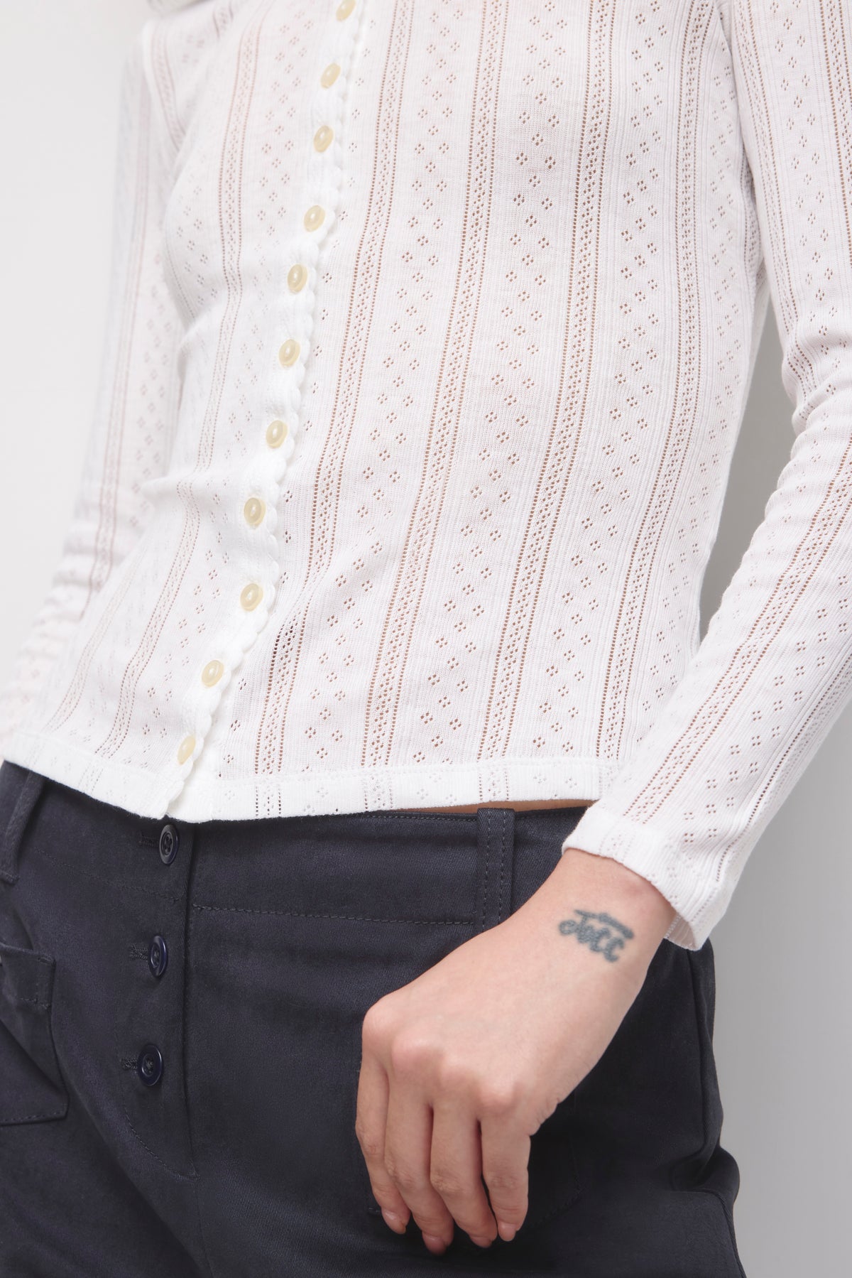 Cardigan Dalia Pointelle pour femme en blanc
