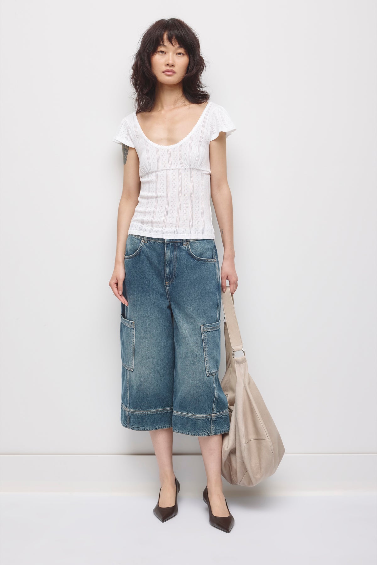Haut Dalia Pointelle pour femme en blanc