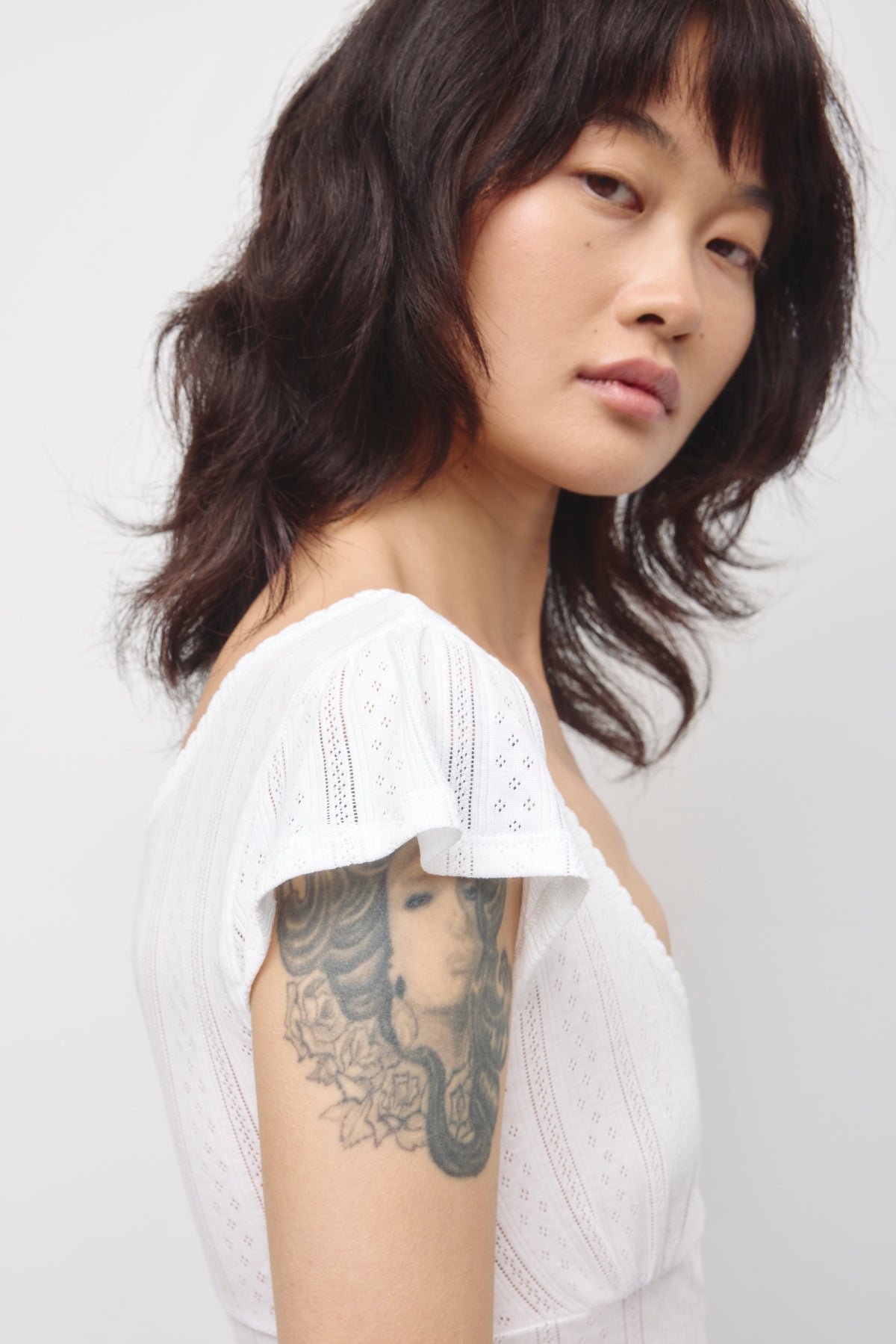 Haut Dalia Pointelle pour femme en blanc