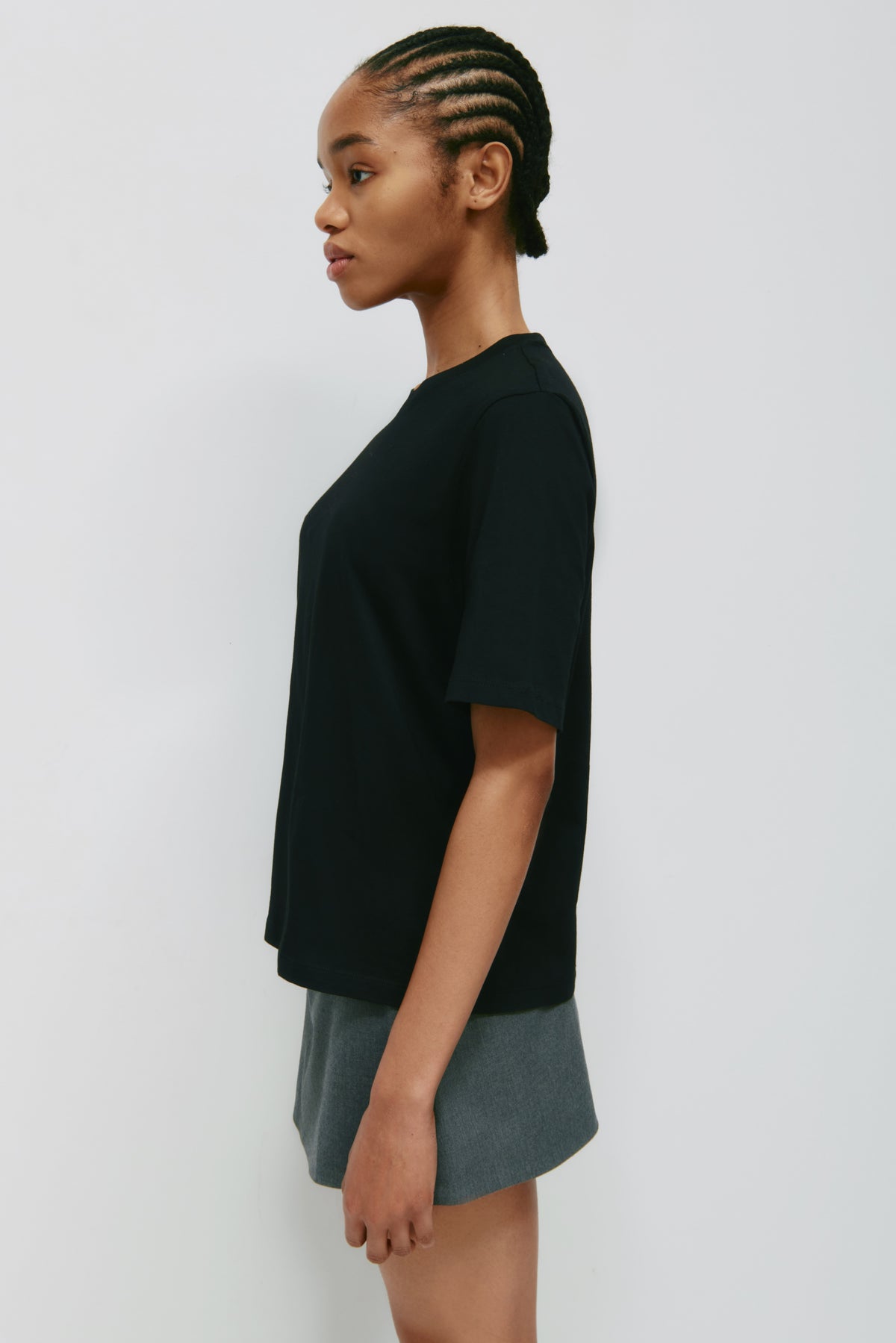 T-shirt à col rond pour femmes en noir