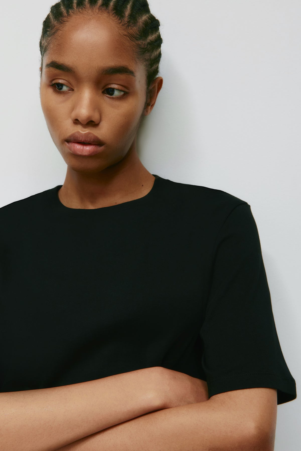 T-shirt à col rond pour femmes en noir