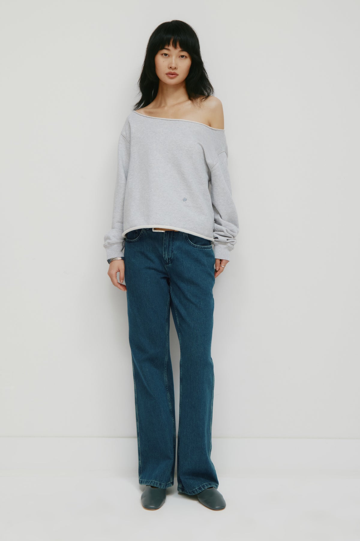 Women's French Terry Cutoff Sweatshirt in Cloud Mix