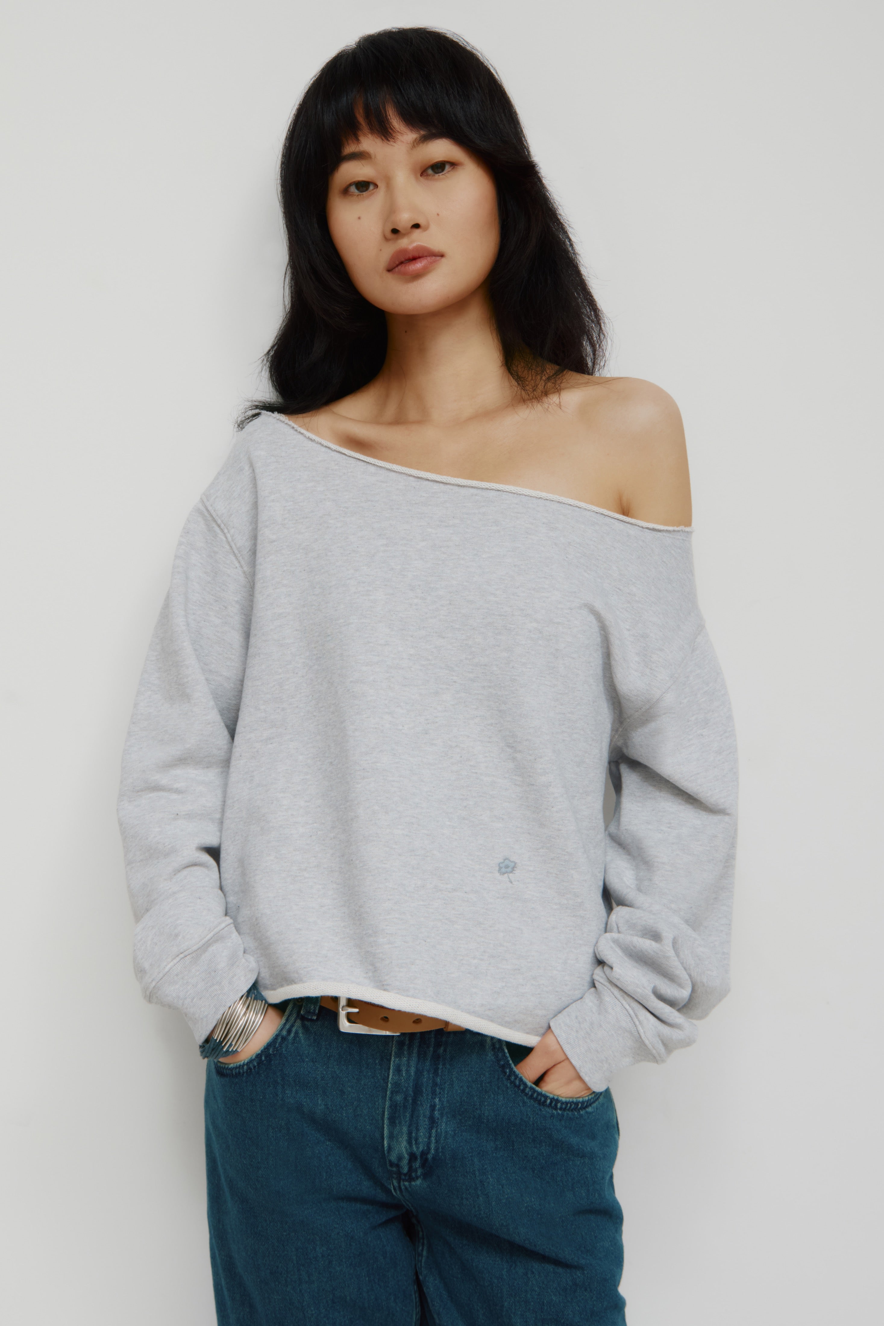 Women's French Terry Cutoff Sweatshirt in Cloud Mix