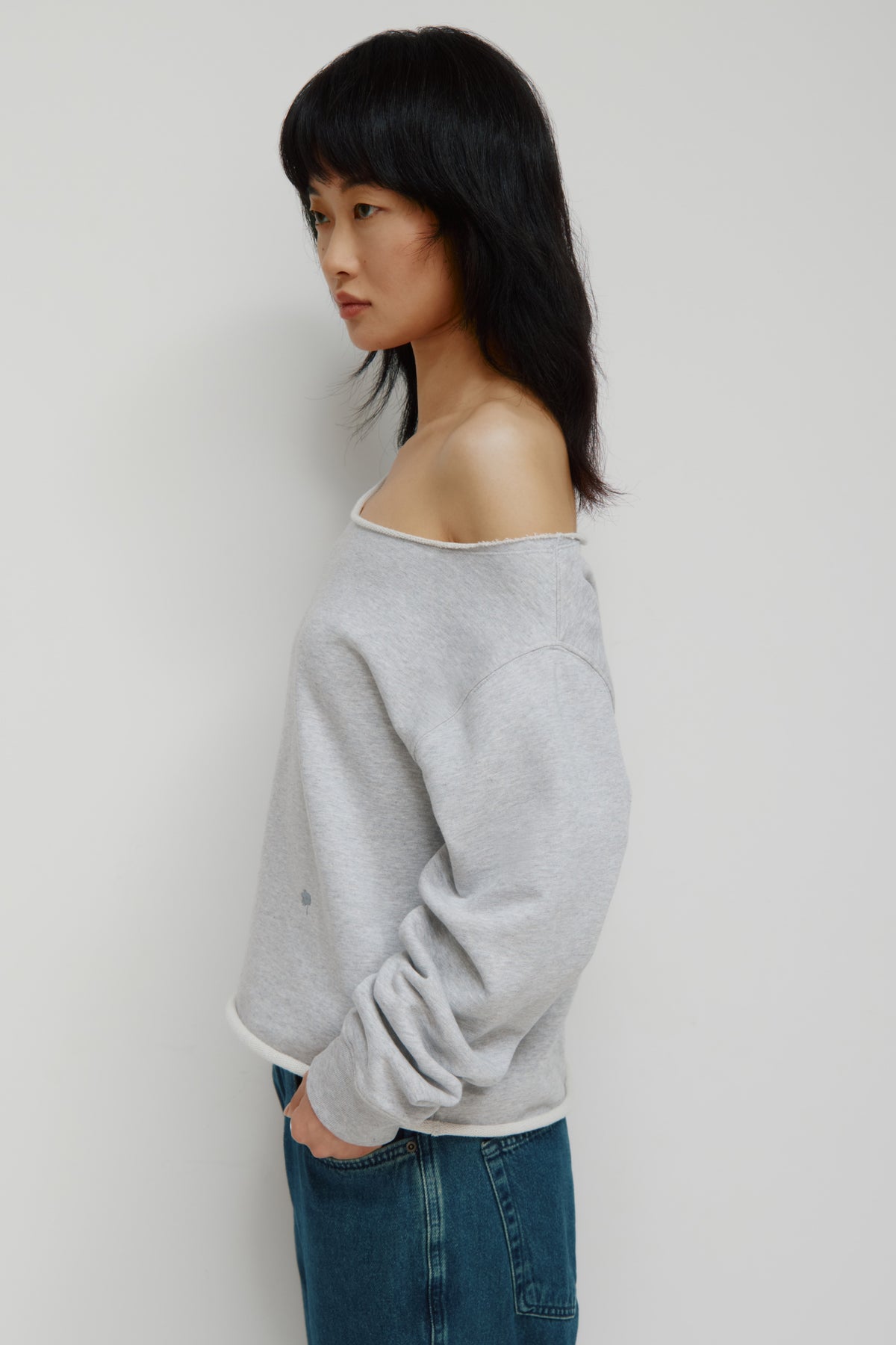 Women's French Terry Cutoff Sweatshirt in Cloud Mix