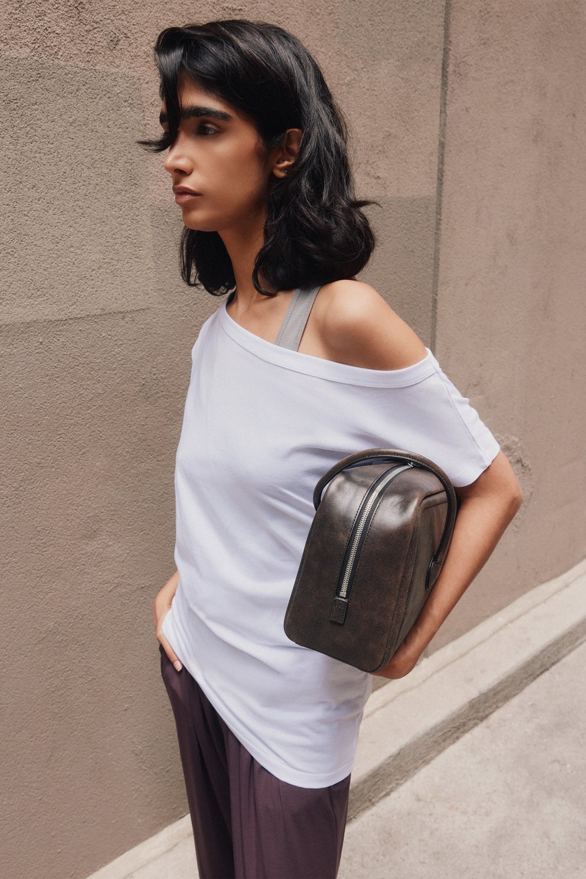 Women's Off Shoulder Draped Tunic in White