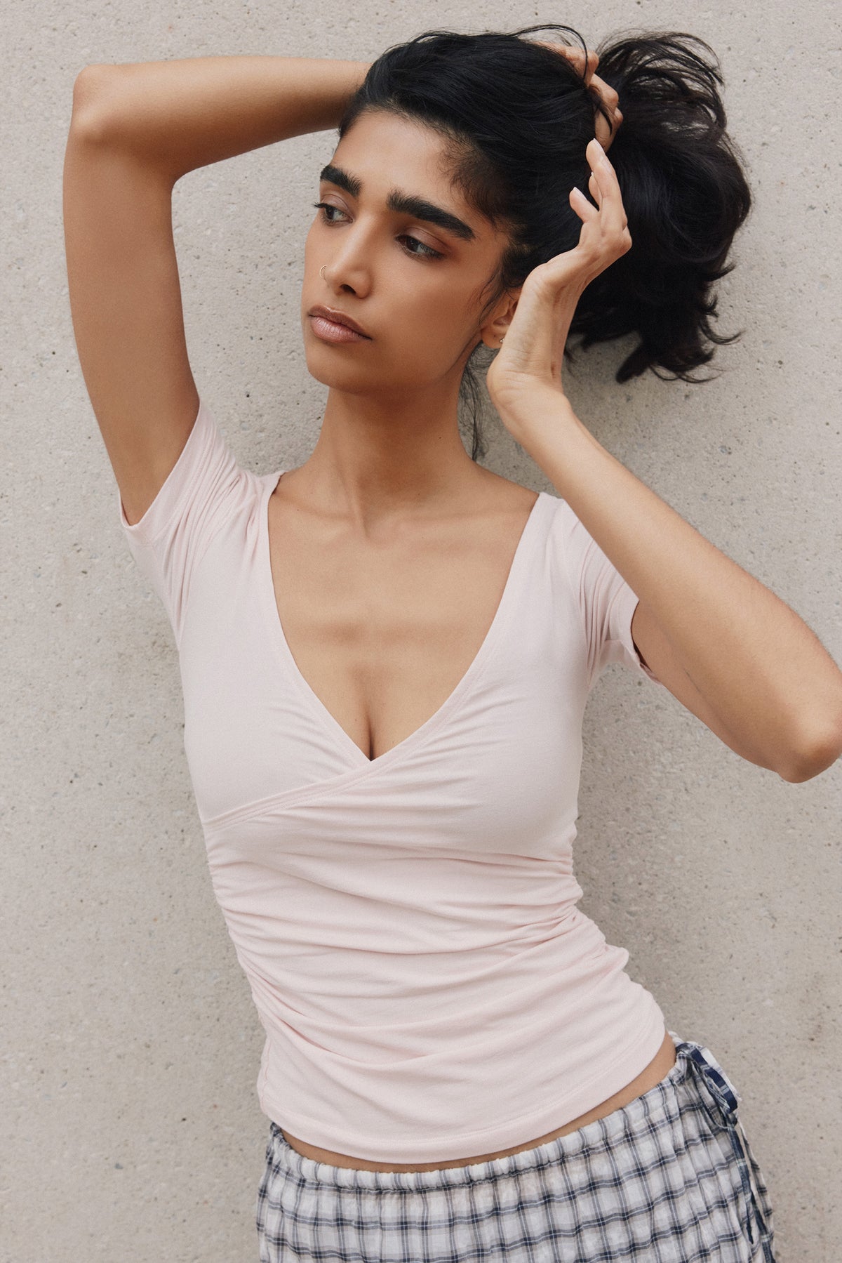 Women's Thana Wrap Top in Barely Pink