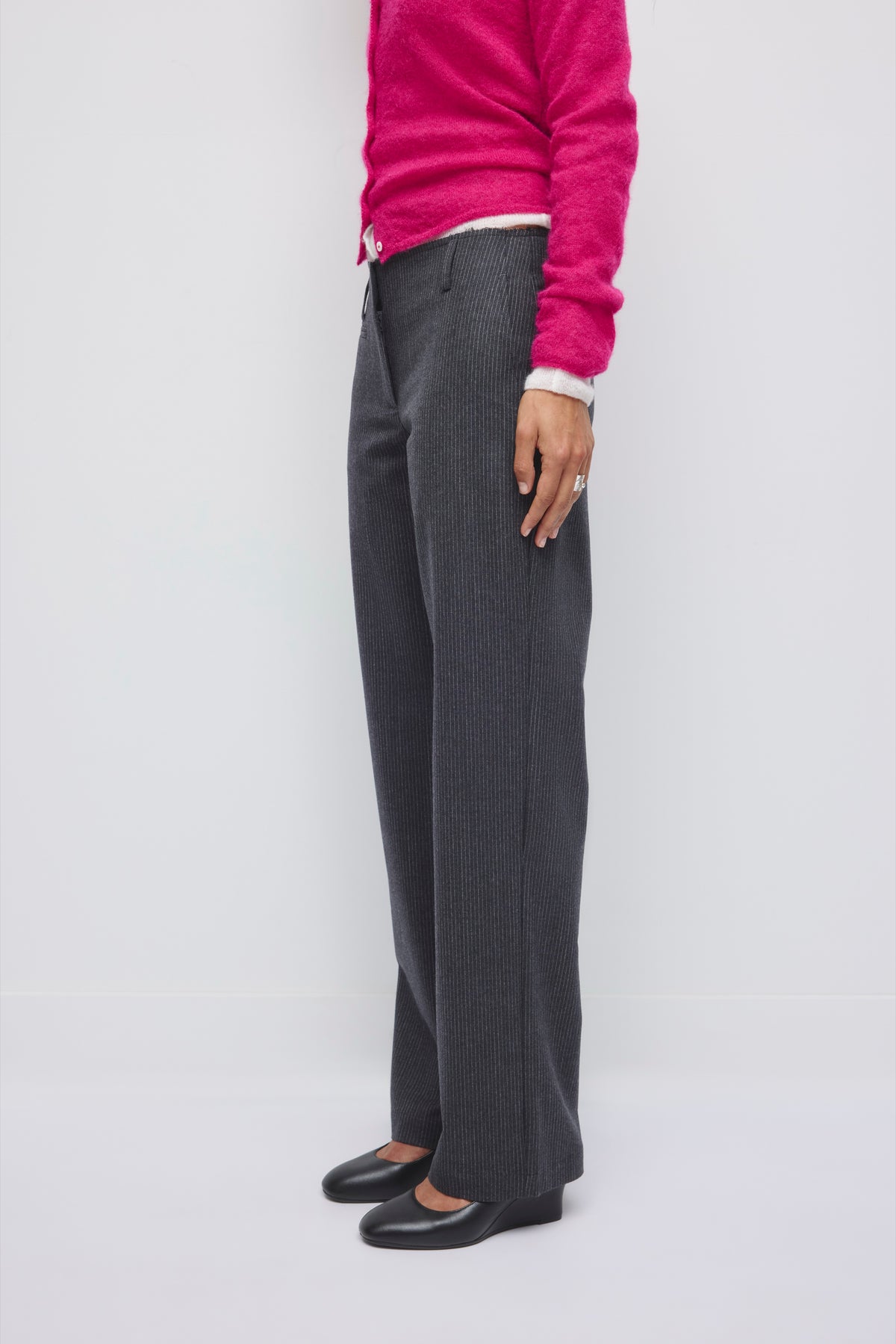 Women's Lana Trouser in Charcoal Pinstripe