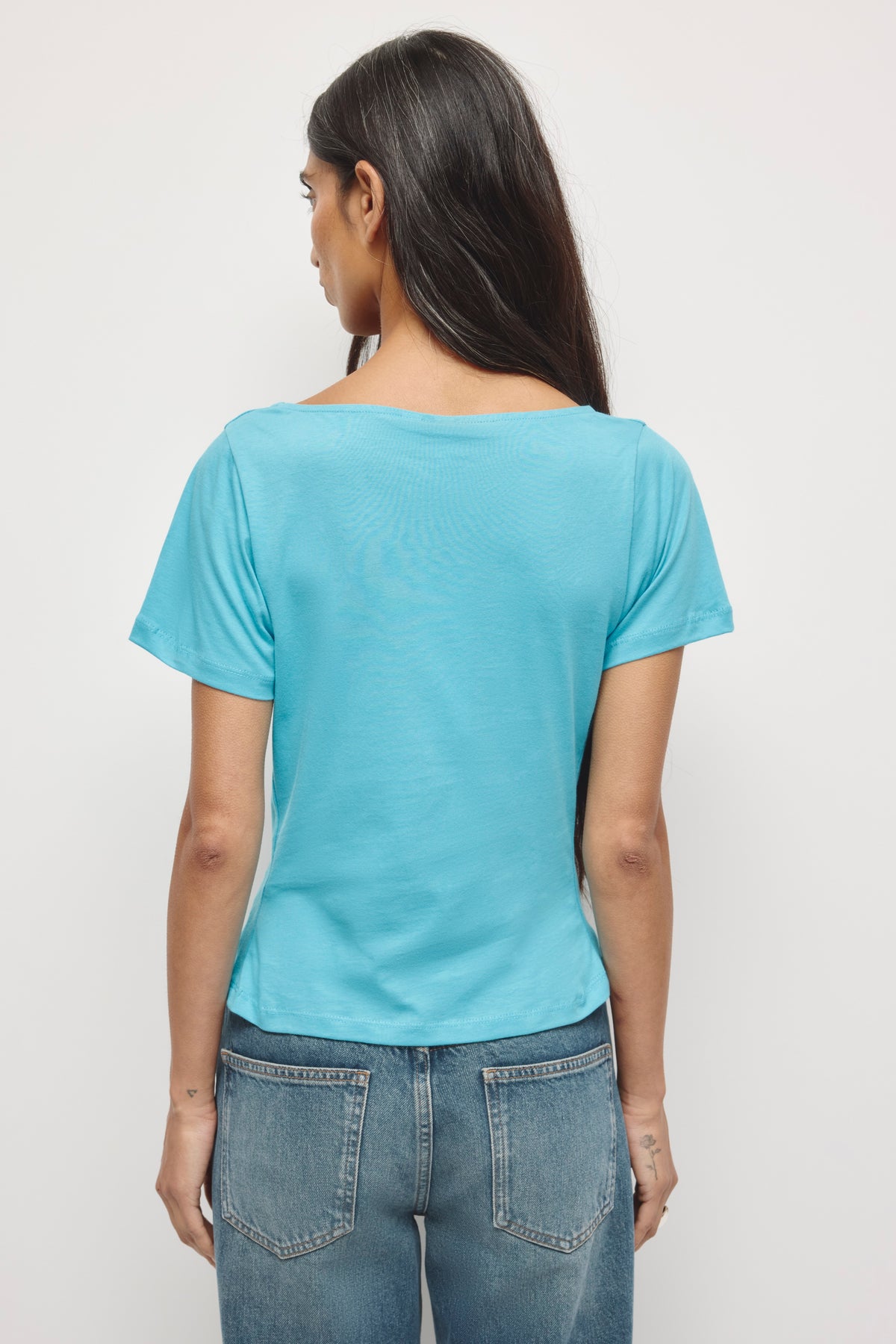 T-shirt à col bénitier Lina pour femme en céruléen