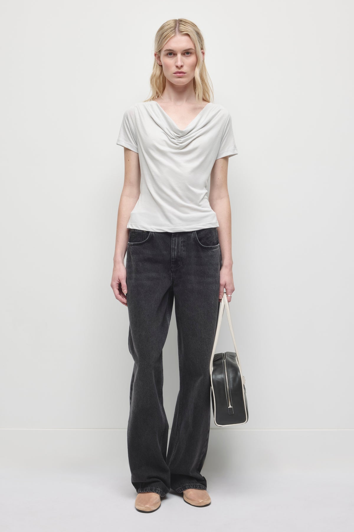 T-shirt à col bénitier Lina pour femme en brume