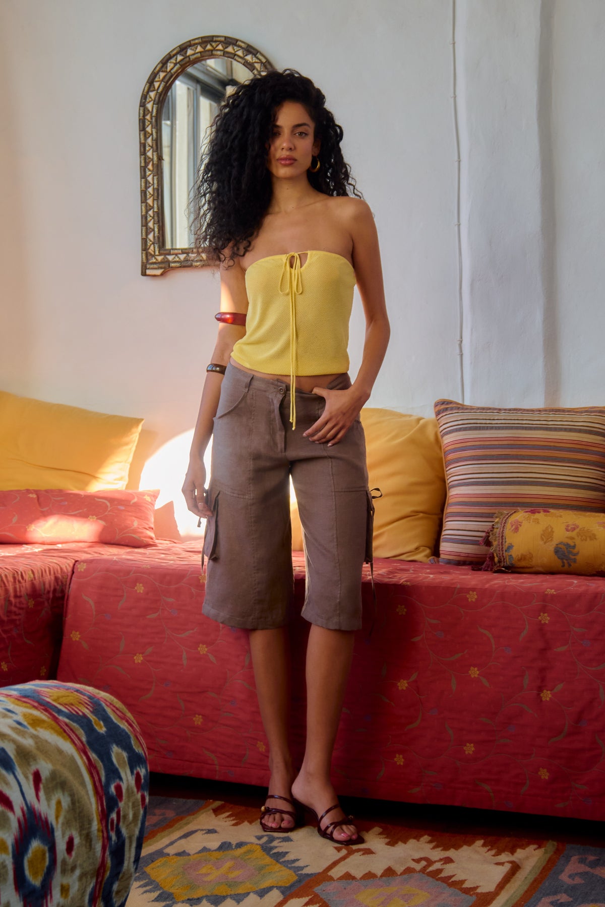 Women's Sila Linen Tie Short in Bark