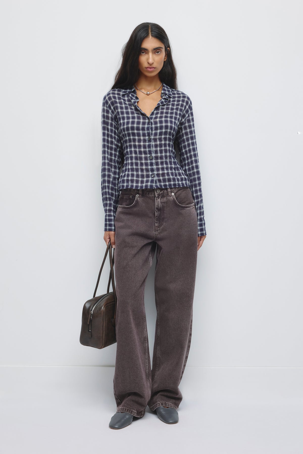 Women's Luma Check Shirt in Deep Ocean Check