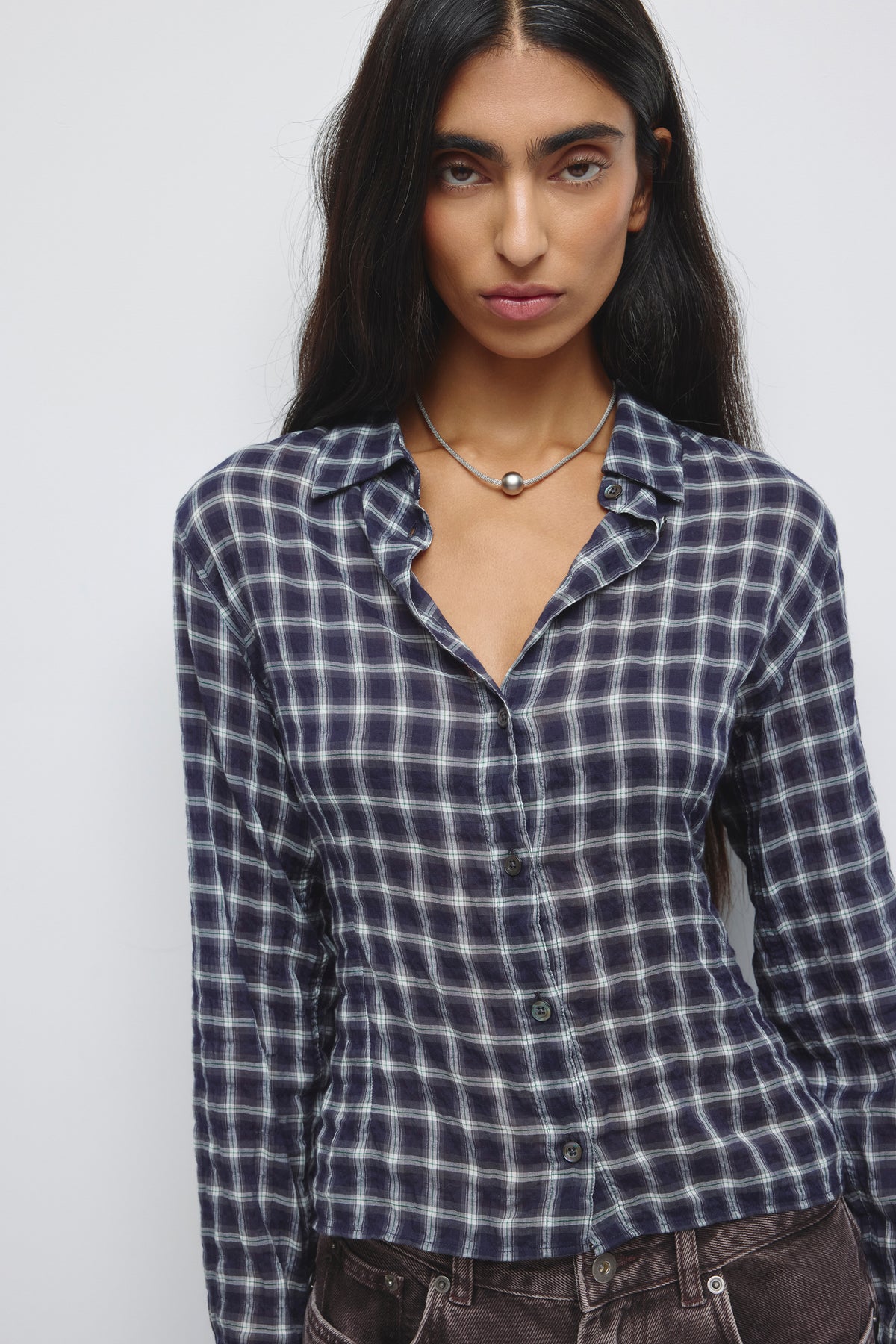 Women's Luma Check Shirt in Deep Ocean Check