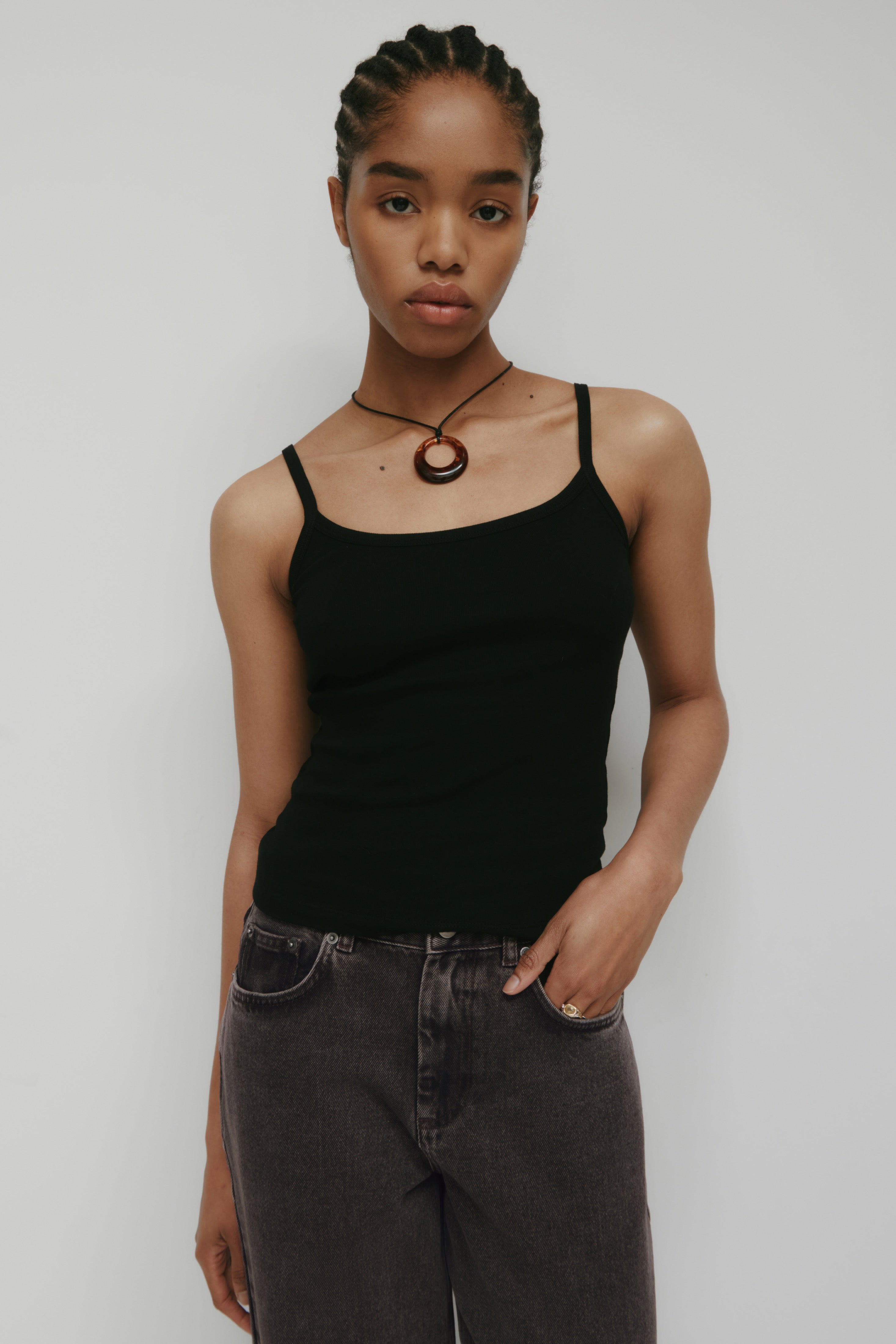 Women's Micro Rib Cami in Black