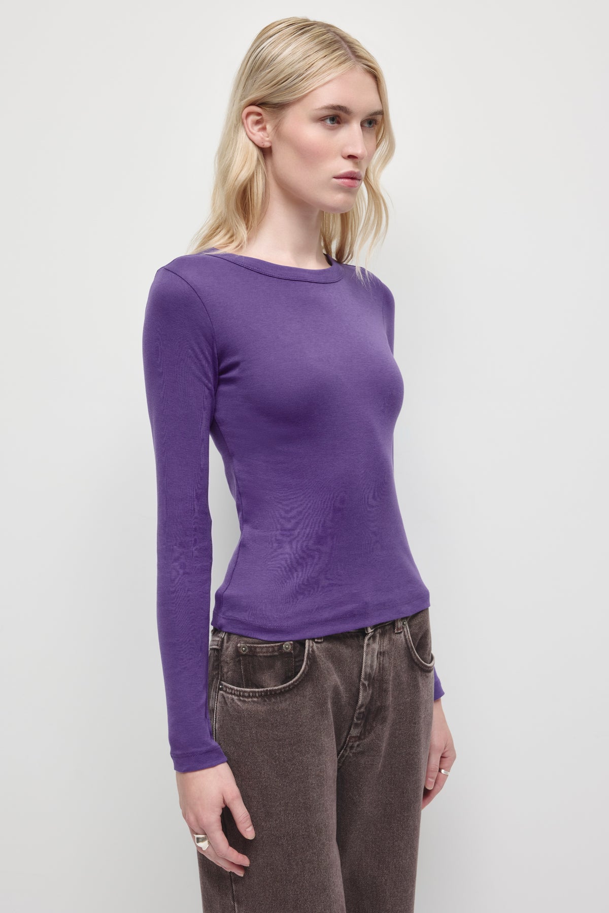 Women's Micro Rib Longsleeve in Violet