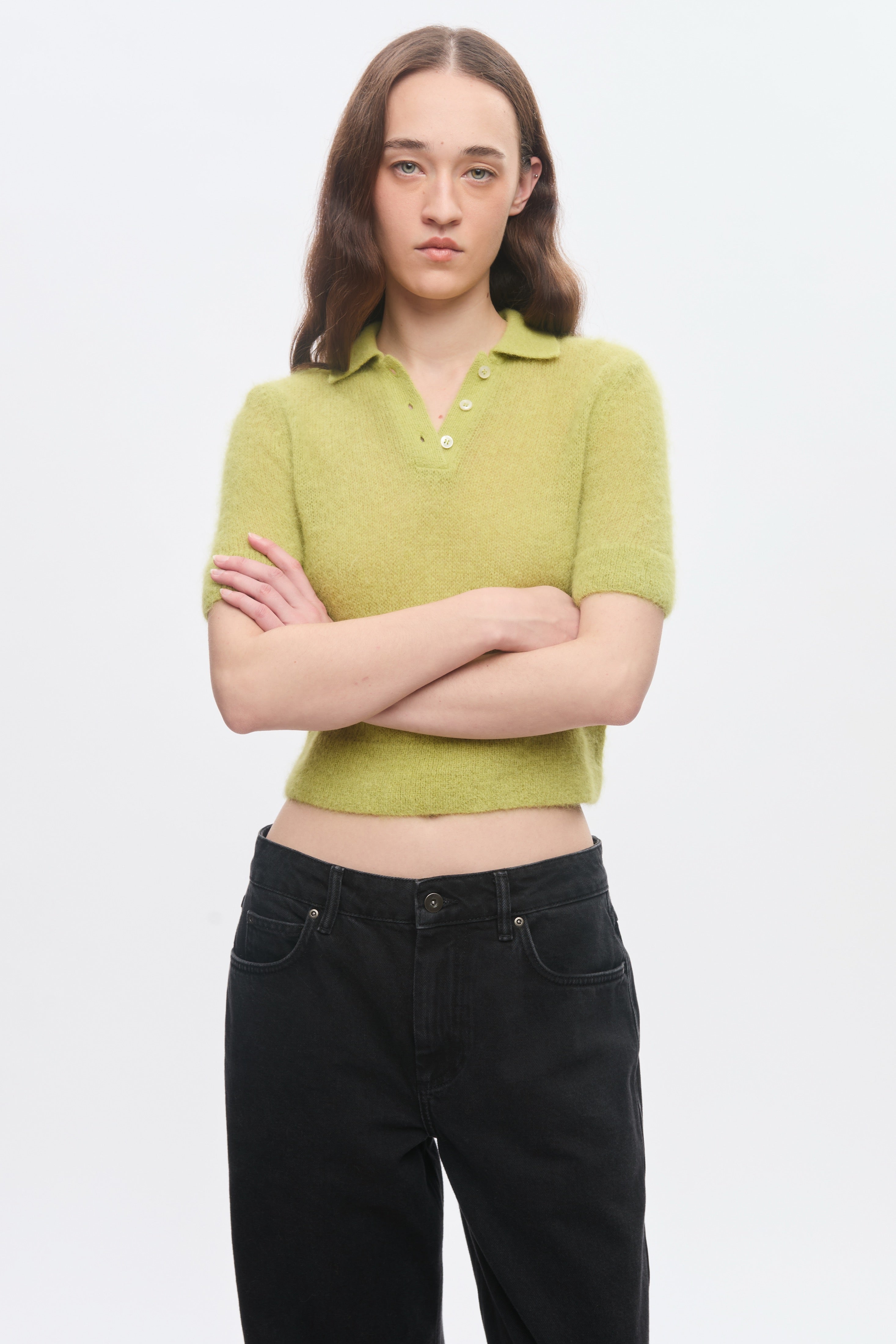 Women's Noor Fuzzy Polo in Hazel