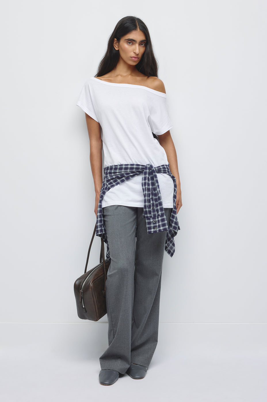 Women's Off Shoulder Draped Tunic in White