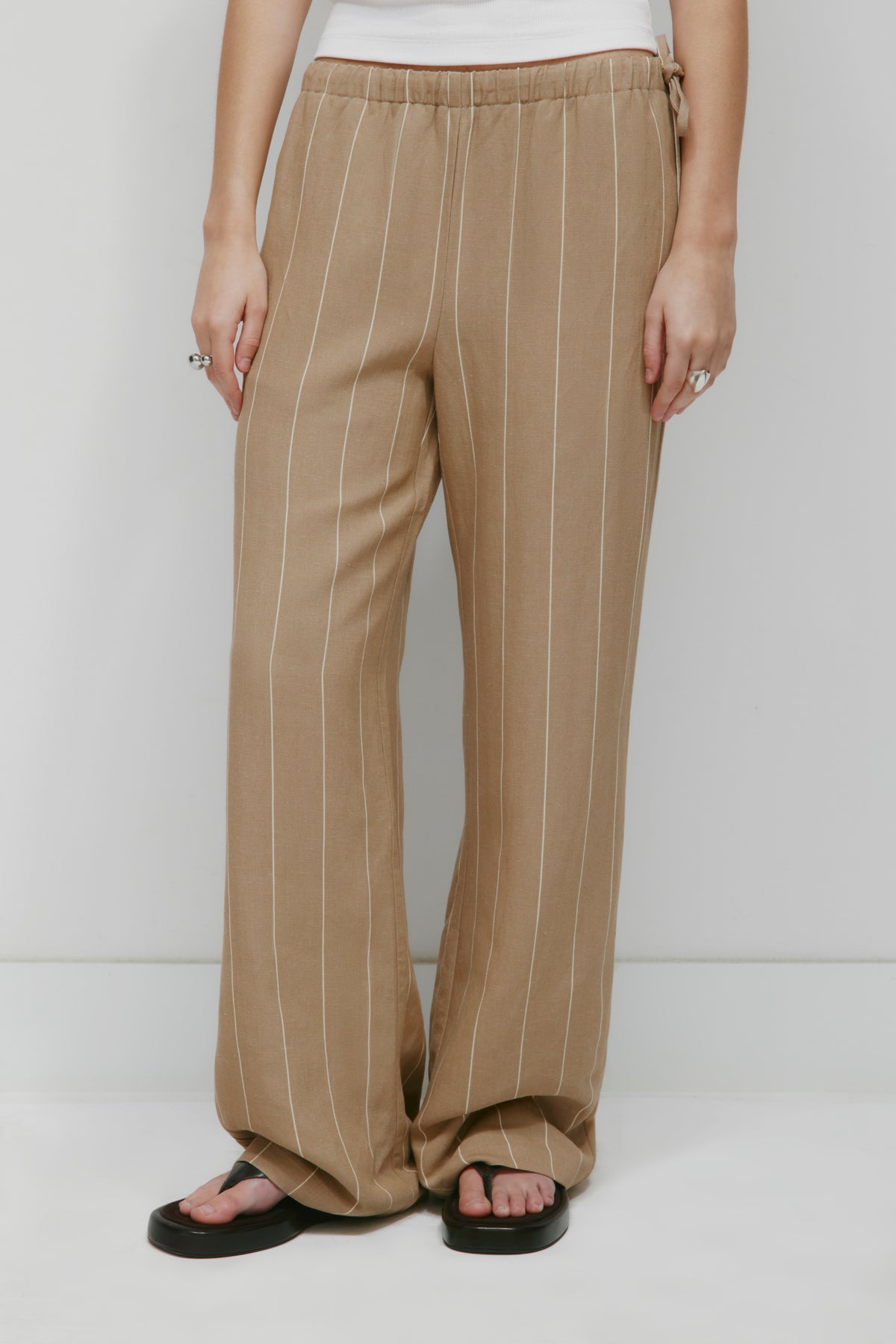 Women's Persea Linen Tie Pant in Safari Stripe