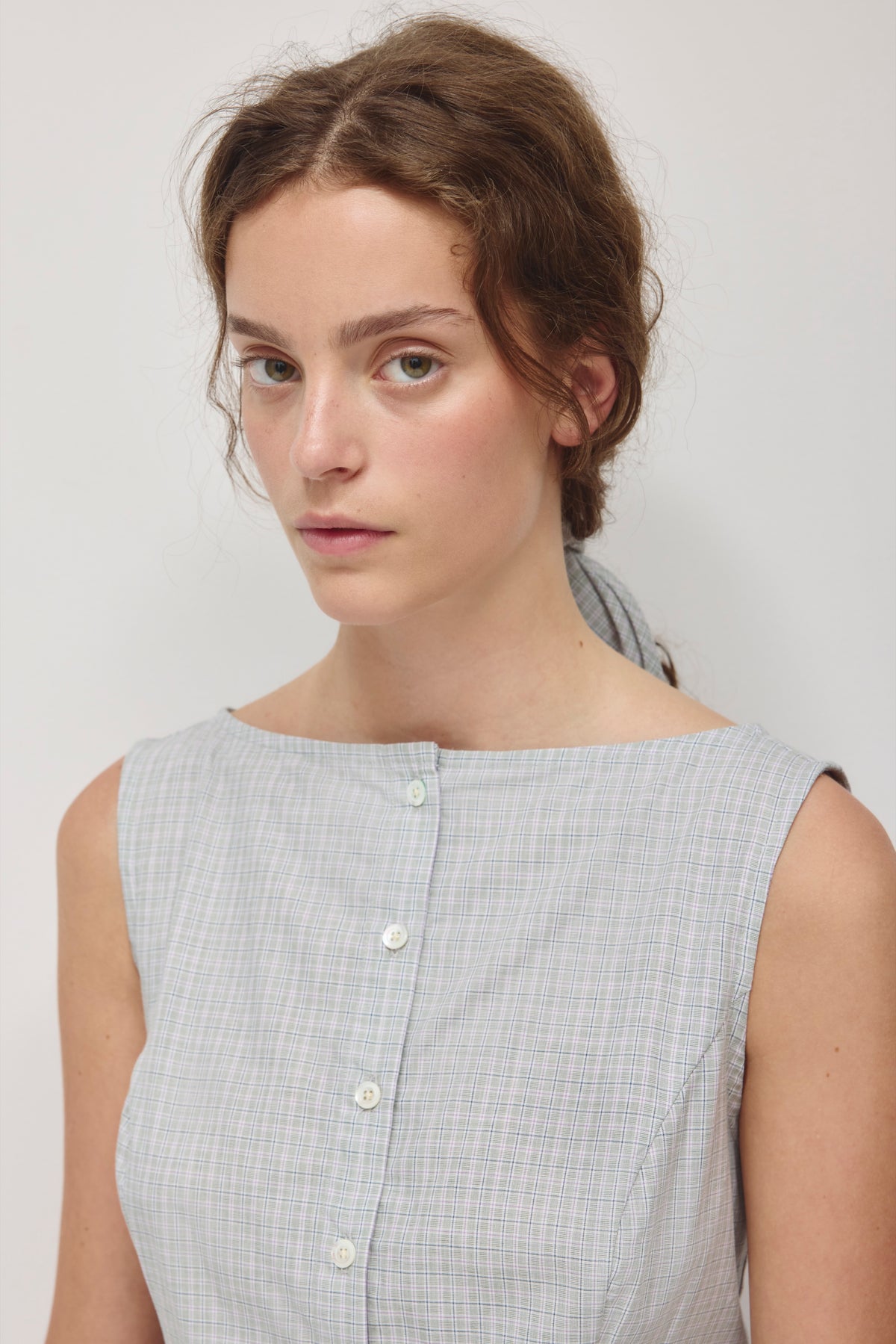 Women's Rima Boatneck Dress in Dune Grass Check