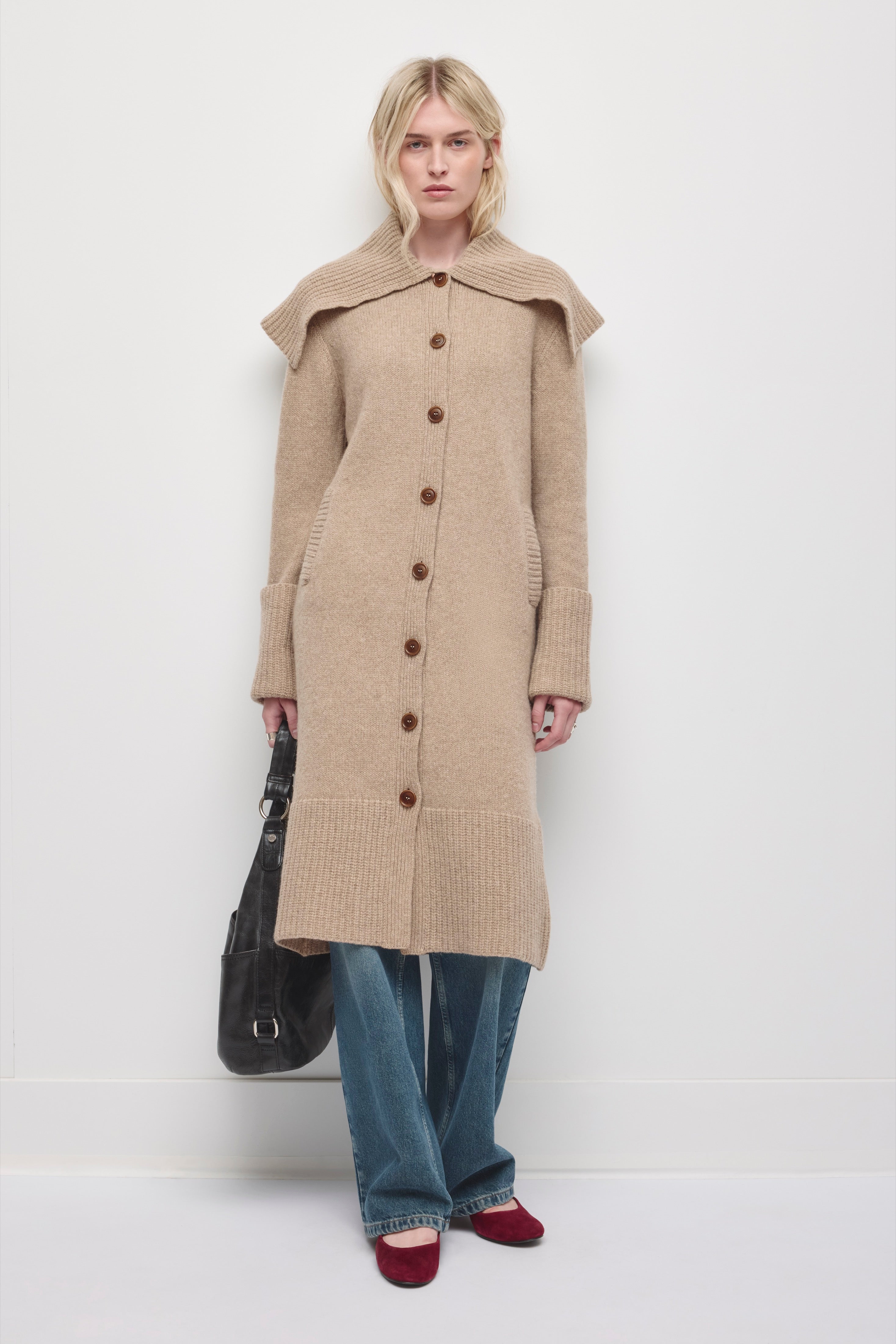 Women's Regenerative Wool & Tencel Blend Long Coat with Hood