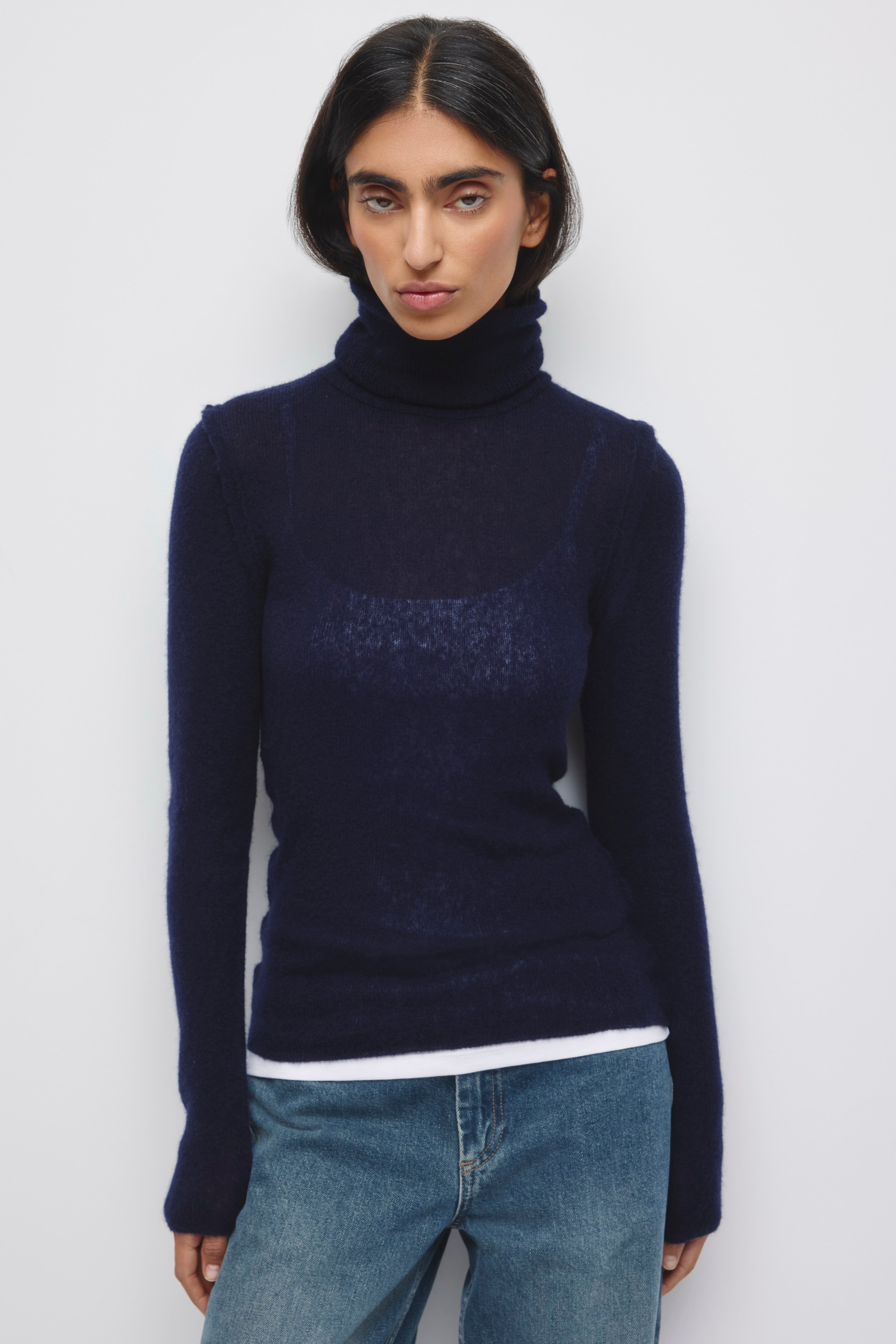 Women's Salma Turtleneck Sweater in Deep Ocean