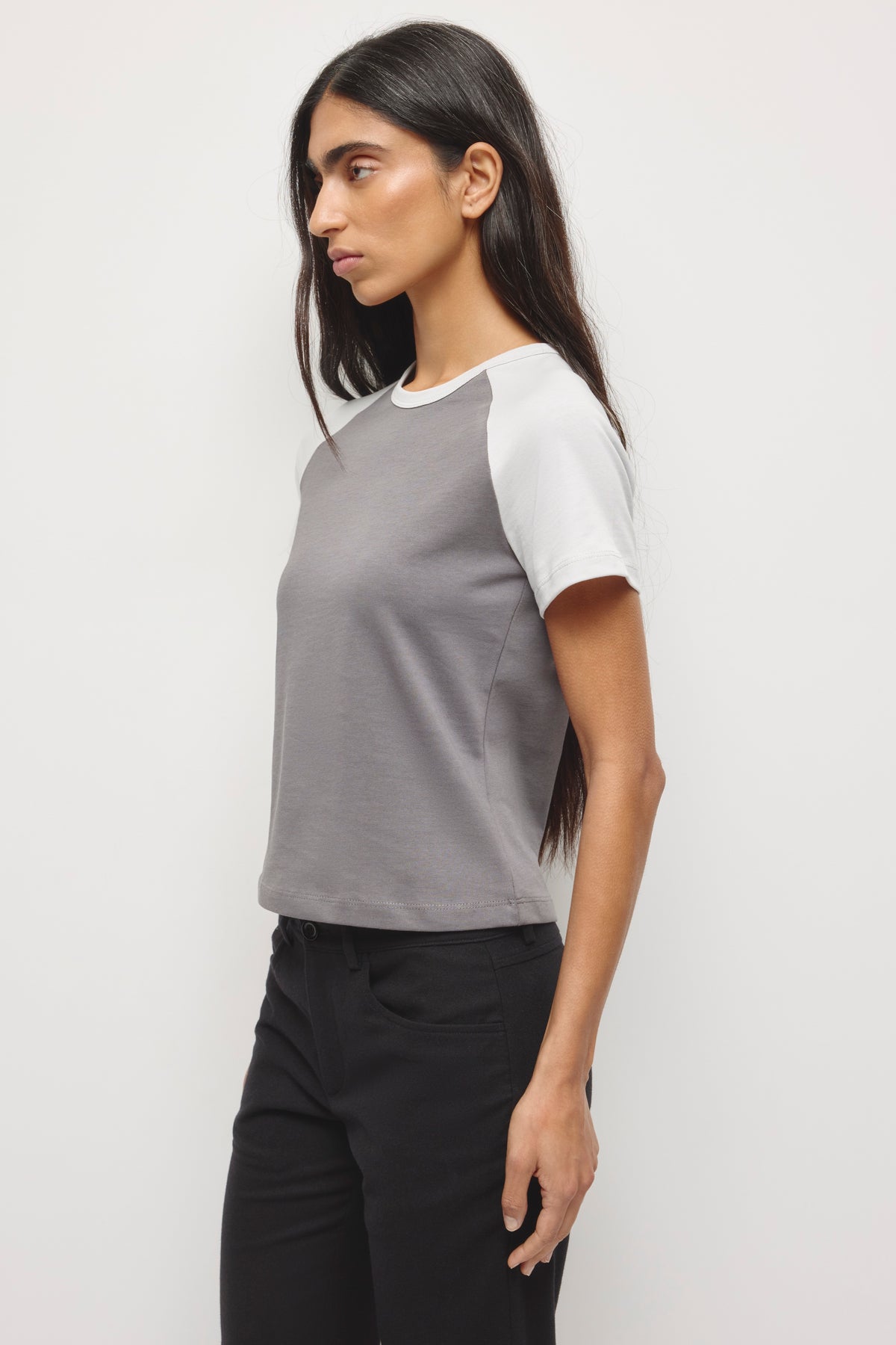 T-shirt Varsity court pour femme en orage/Brume