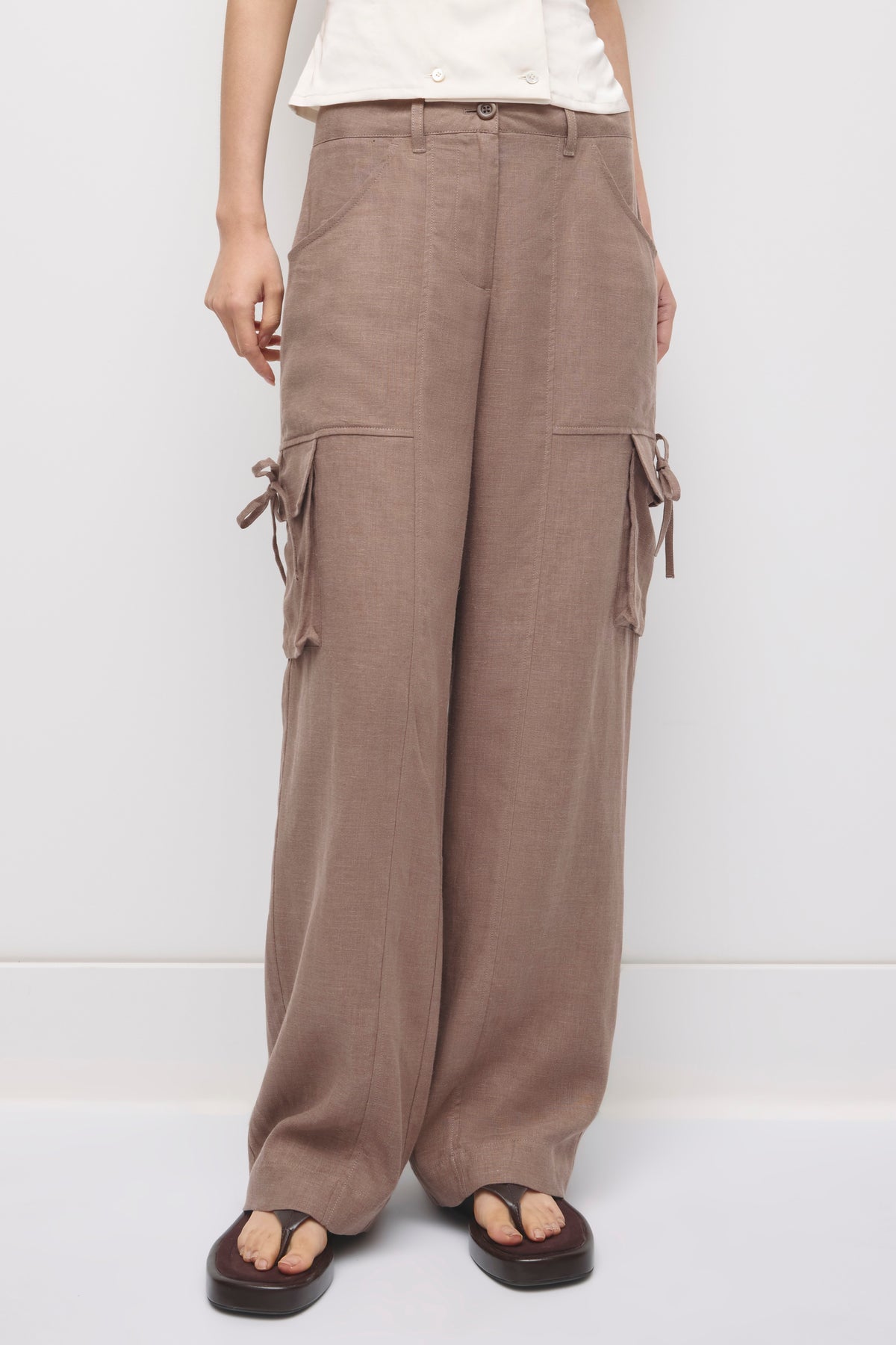 Women's Sila Linen Tie Pant in Bark