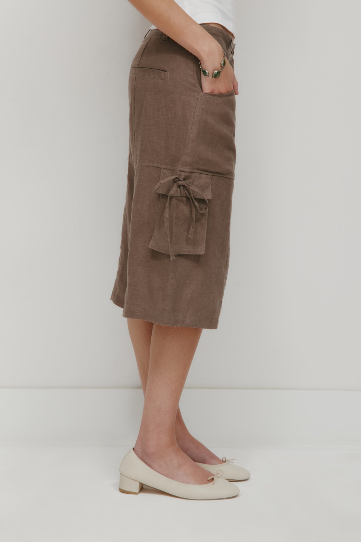 Women's Sila Linen Tie Short in Bark