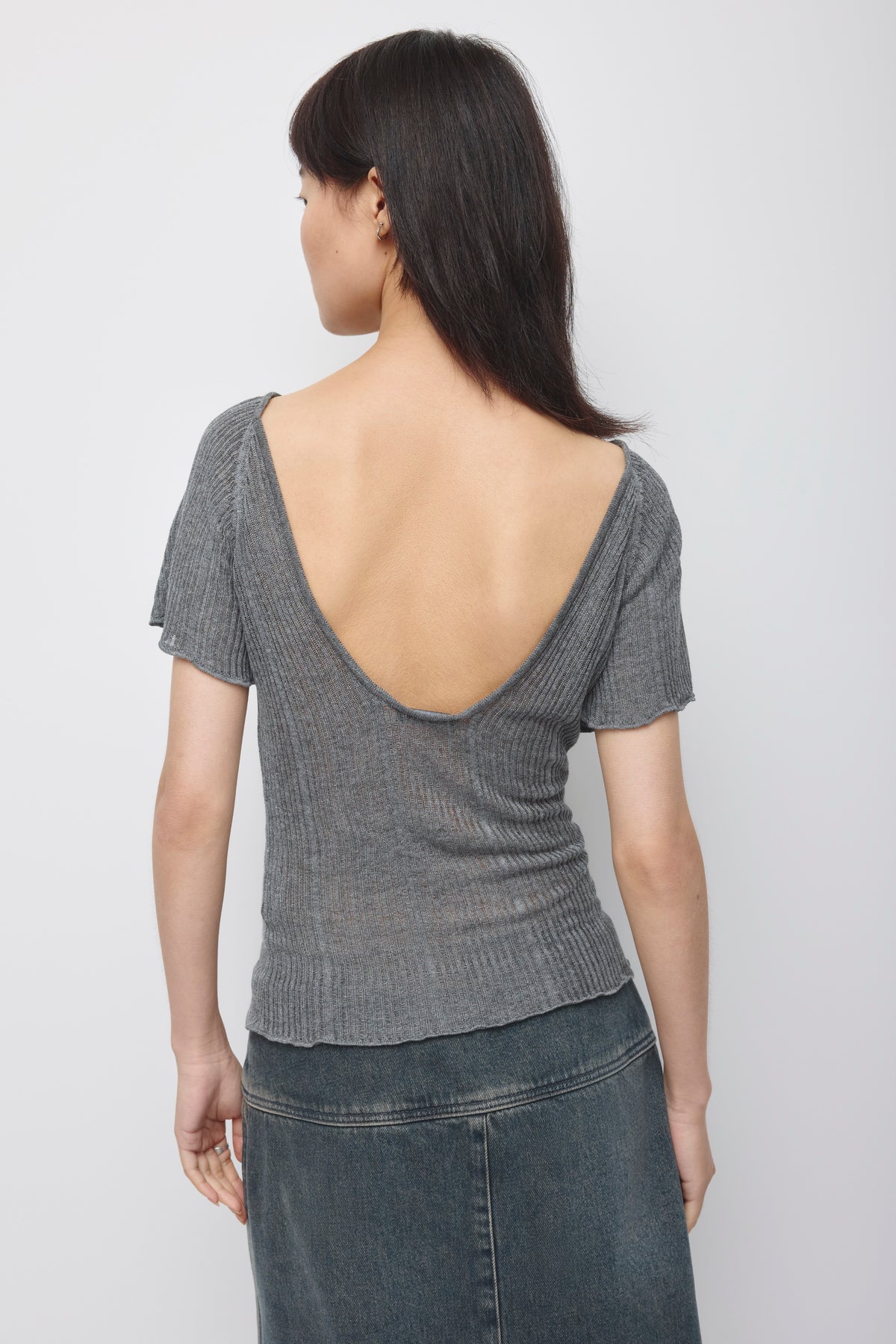 Pull-over côtelé 2 en 1 Solis pour femme en mélange anthracite