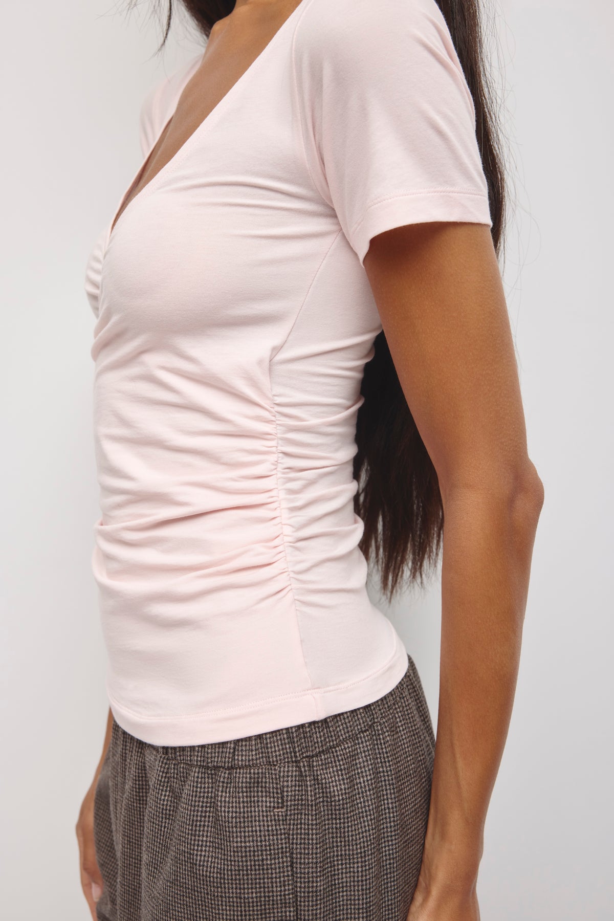 Women's Thana Wrap Top in Barely Pink