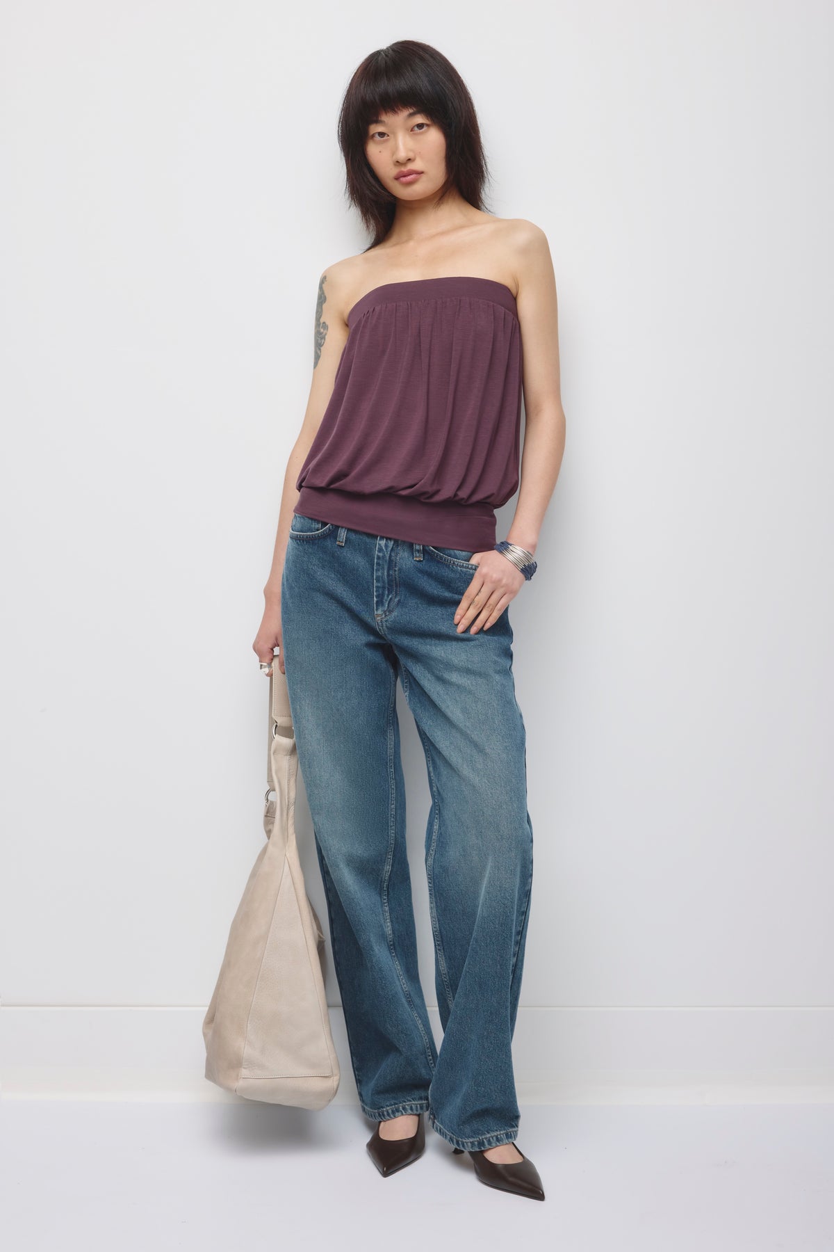Women's Yazi Balloon Top in Chocolate Plum