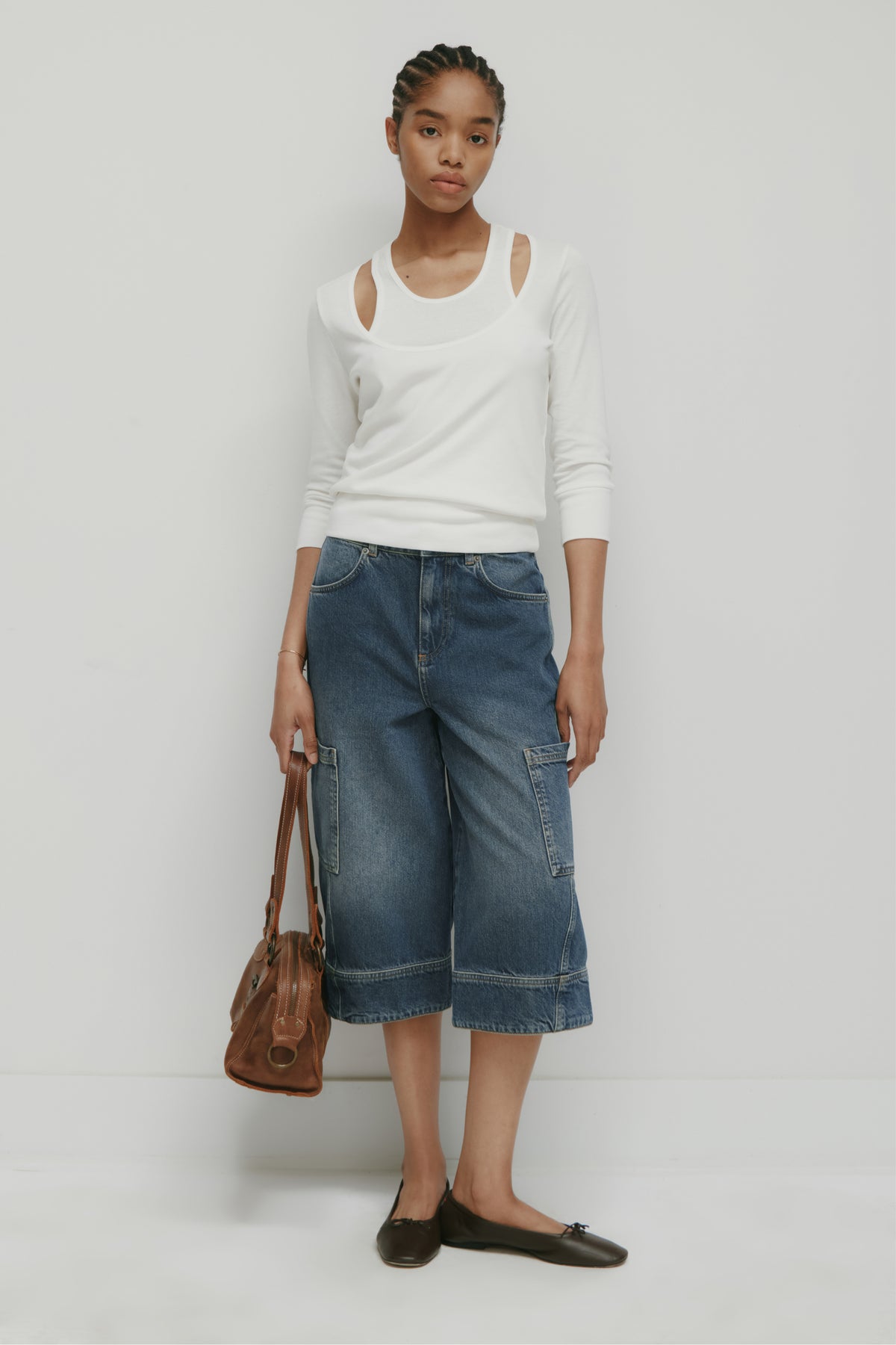 Women's Zahra Layered Scoop Tee in Marshmallow