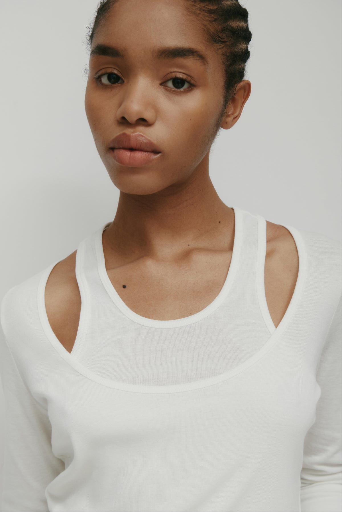 Women's Zahra Layered Scoop Tee in Marshmallow