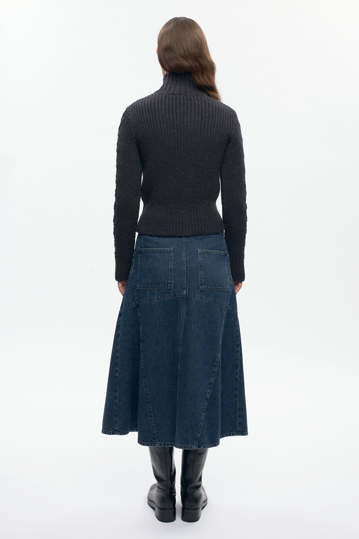 Pull à fermeture éclair et torsades pour femme en anthracite foncé