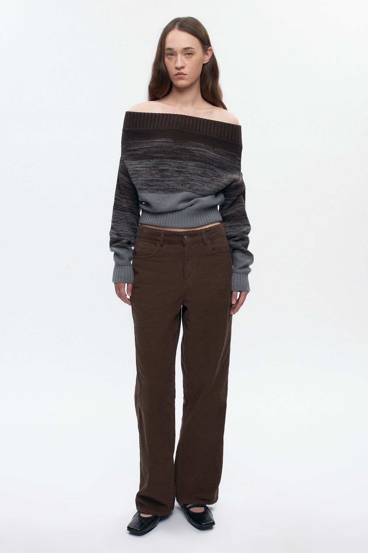 Women's Convertible Sweater in Coffee Bean/Grey Melange