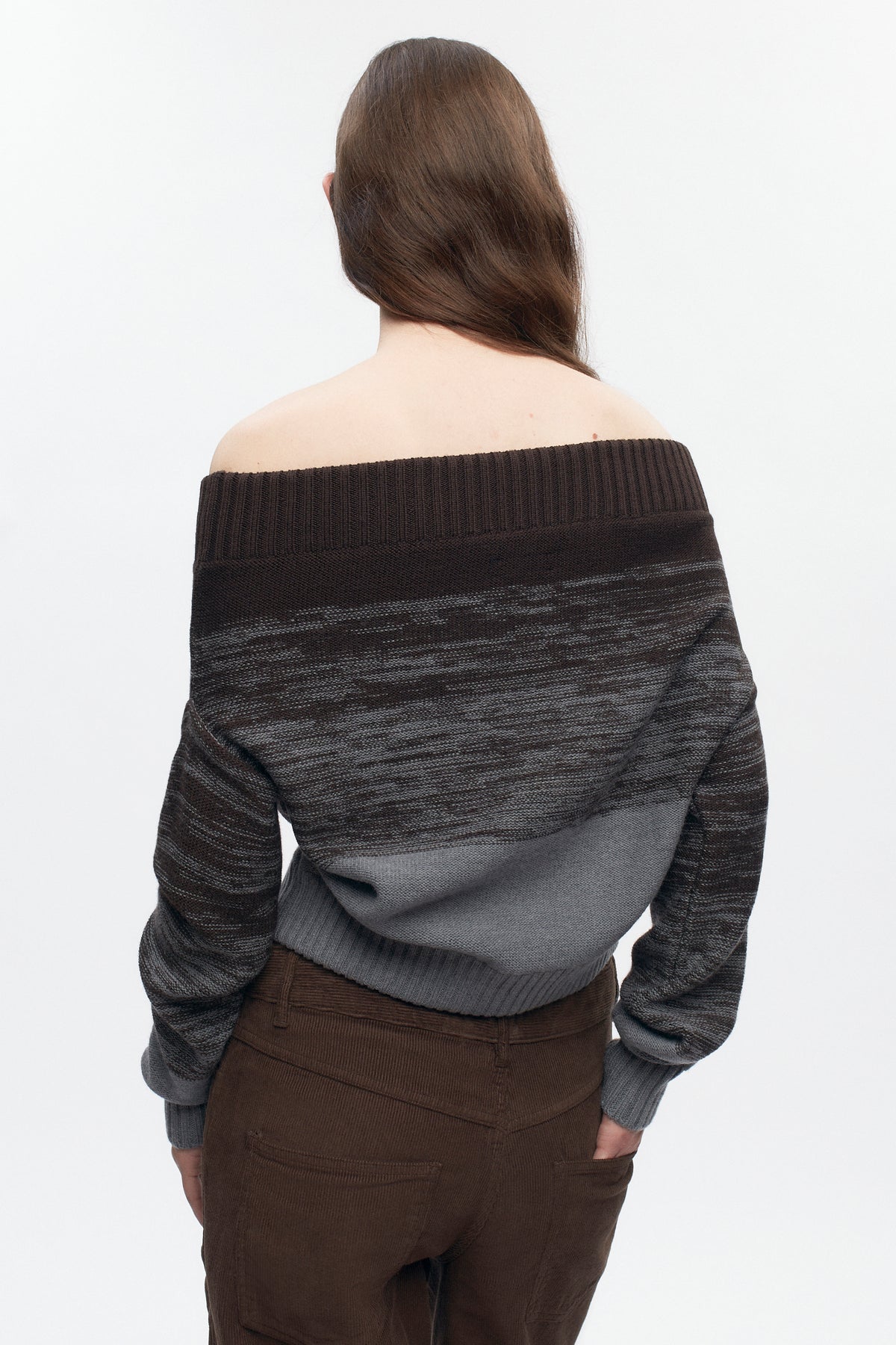 Women's Convertible Sweater in Coffee Bean/Grey Melange