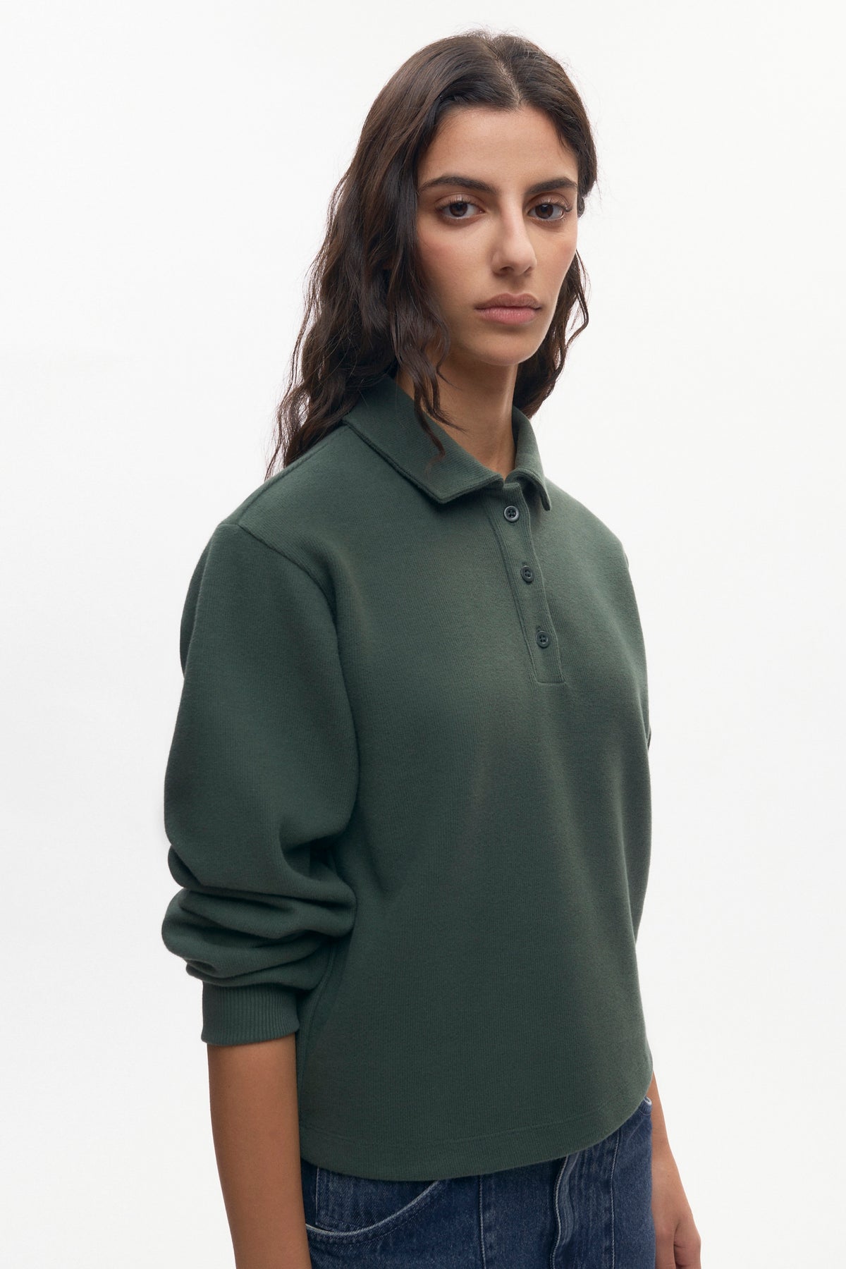 Women's Cozy Polo in Bottle Green