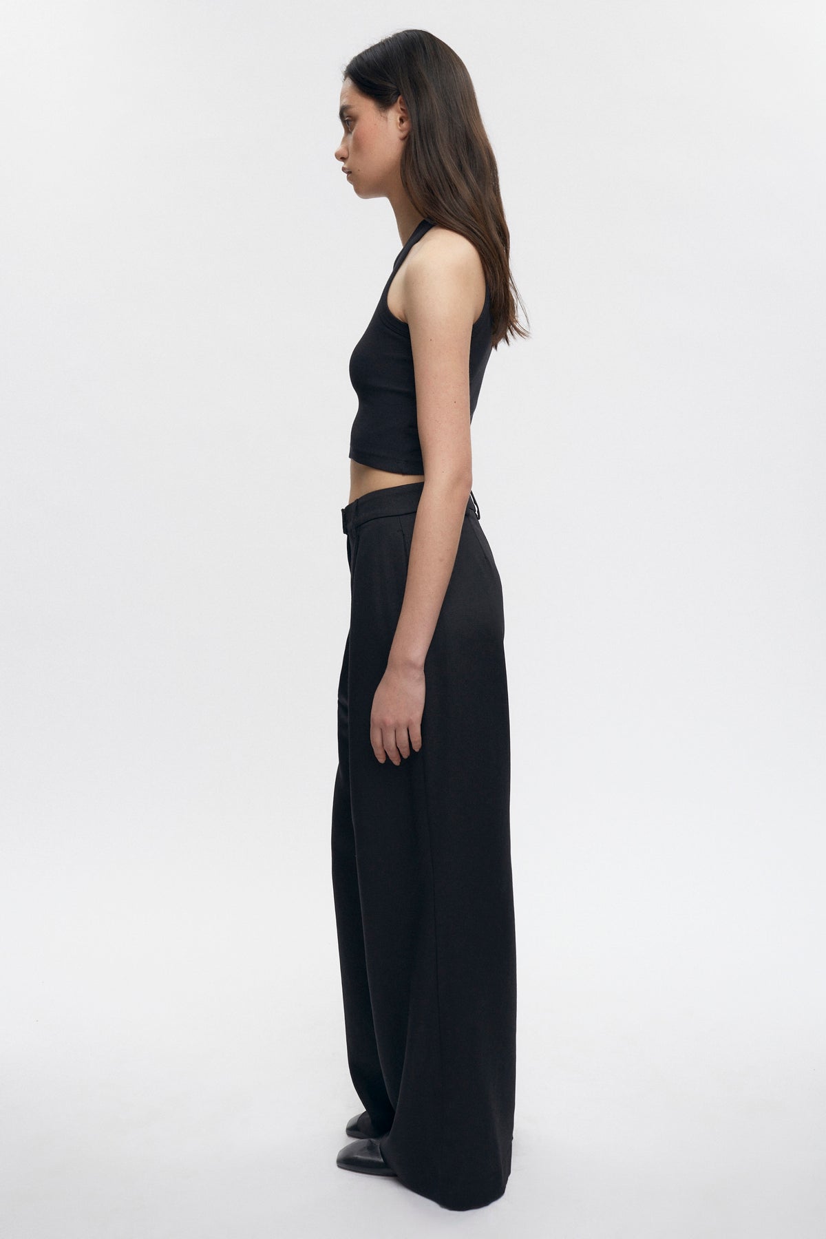 Women's Crop Racer Tank in Black