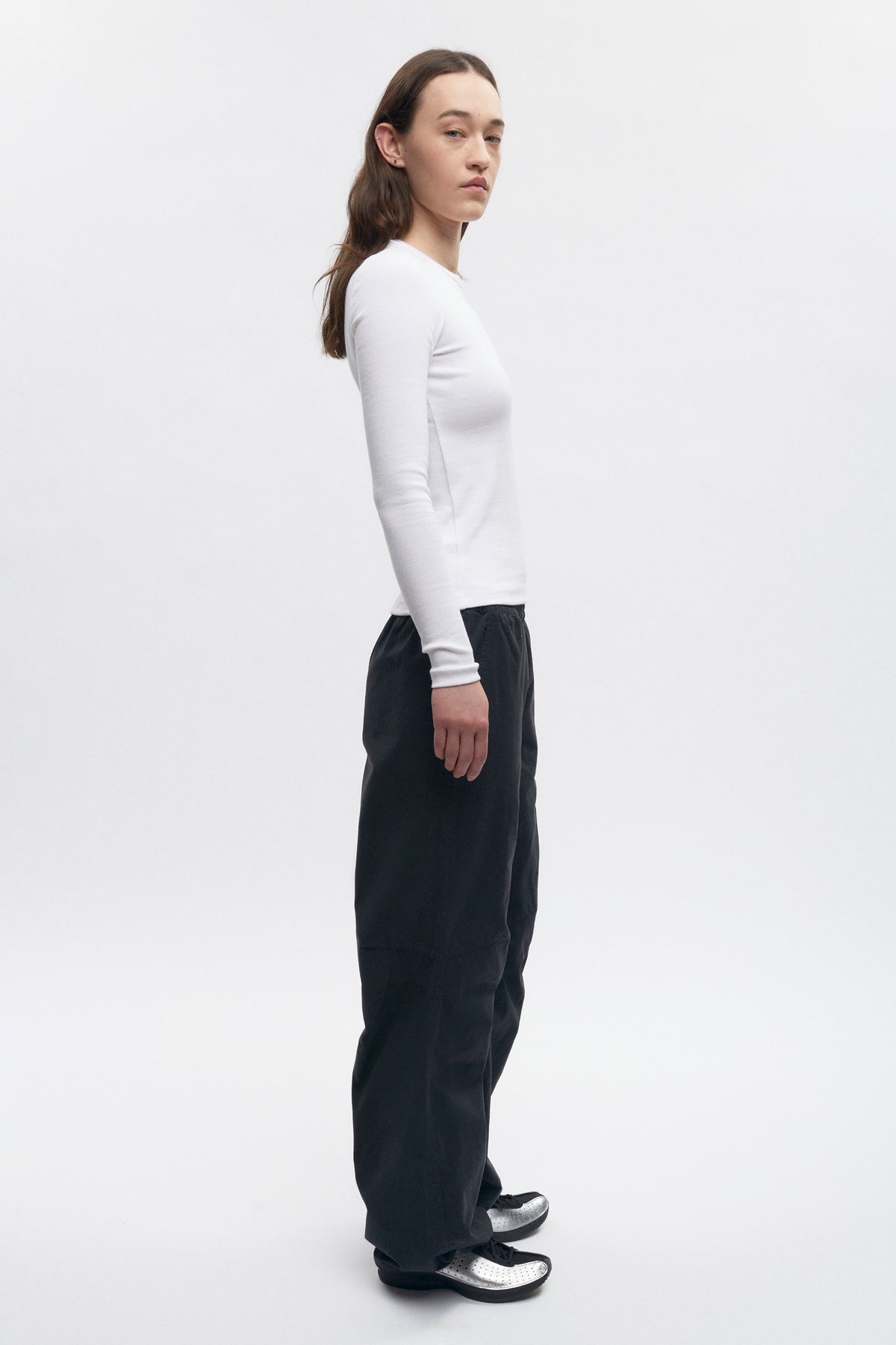 Women's Fitted Rib Longsleeve in White