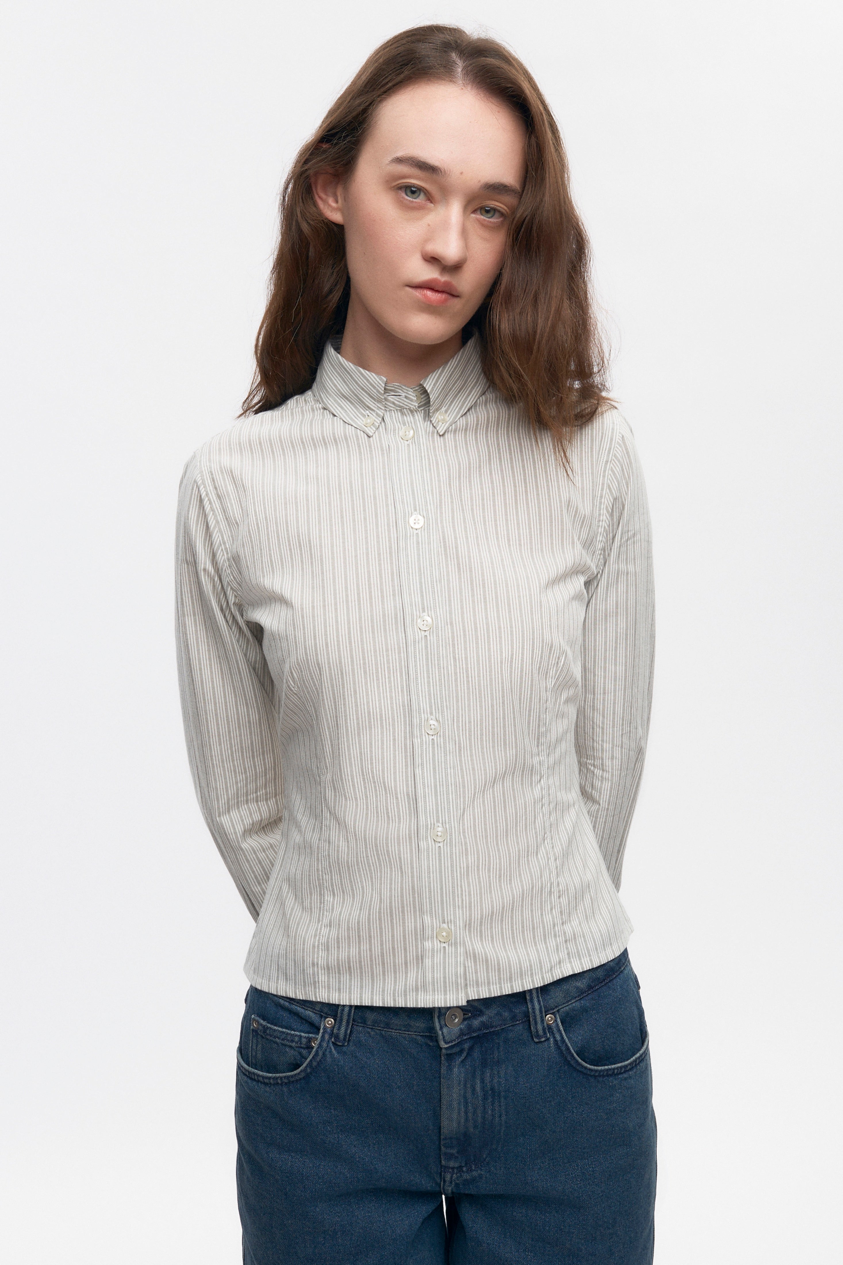 Women's Fitted Shirt in Desert Stripe