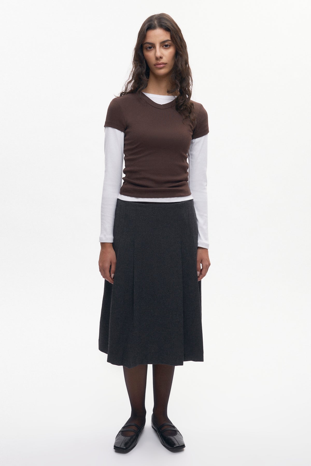 Women's High V-neck Tee in Coffee Bean