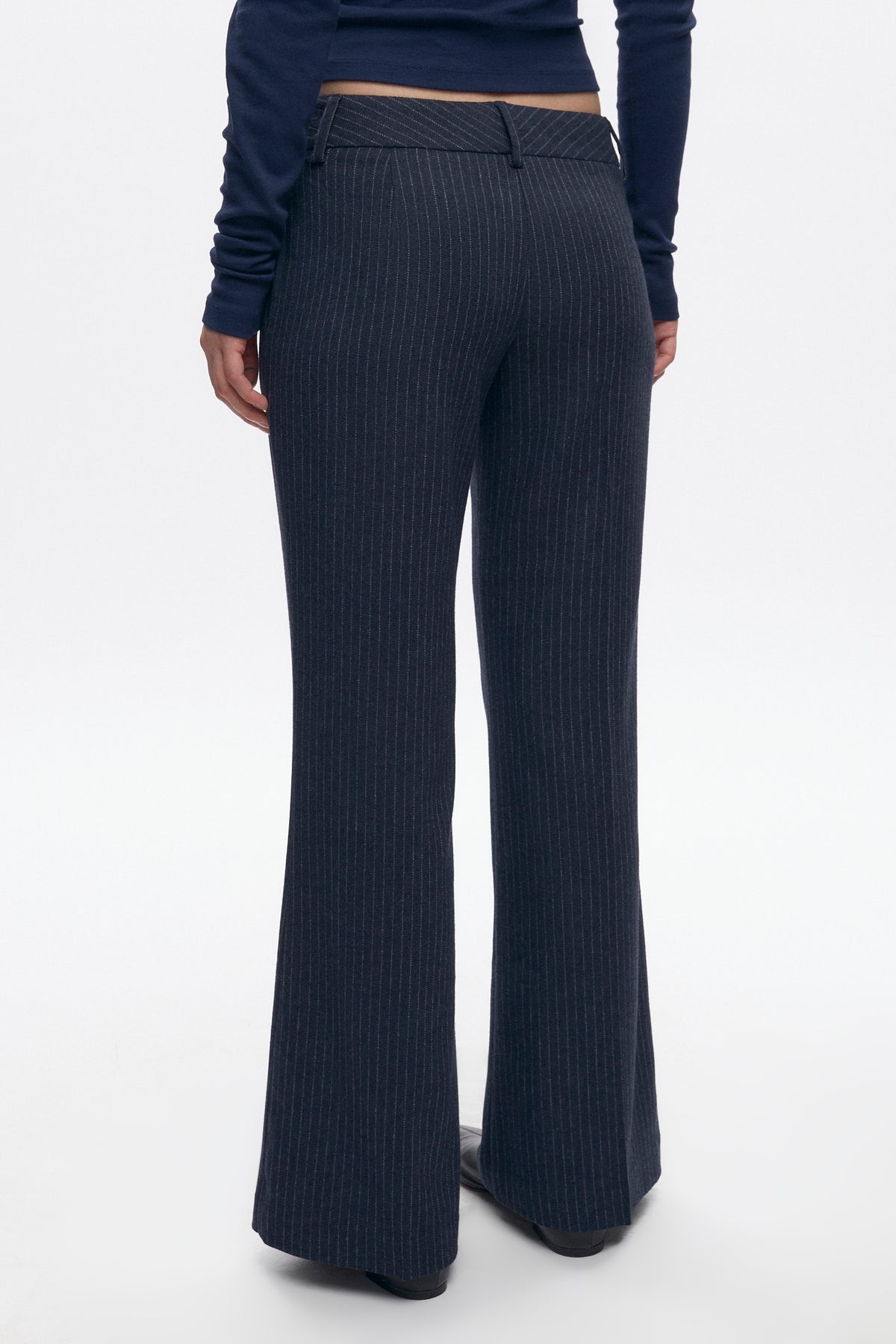 Women's Iman Wool Trouser in Midnight Pinstripe