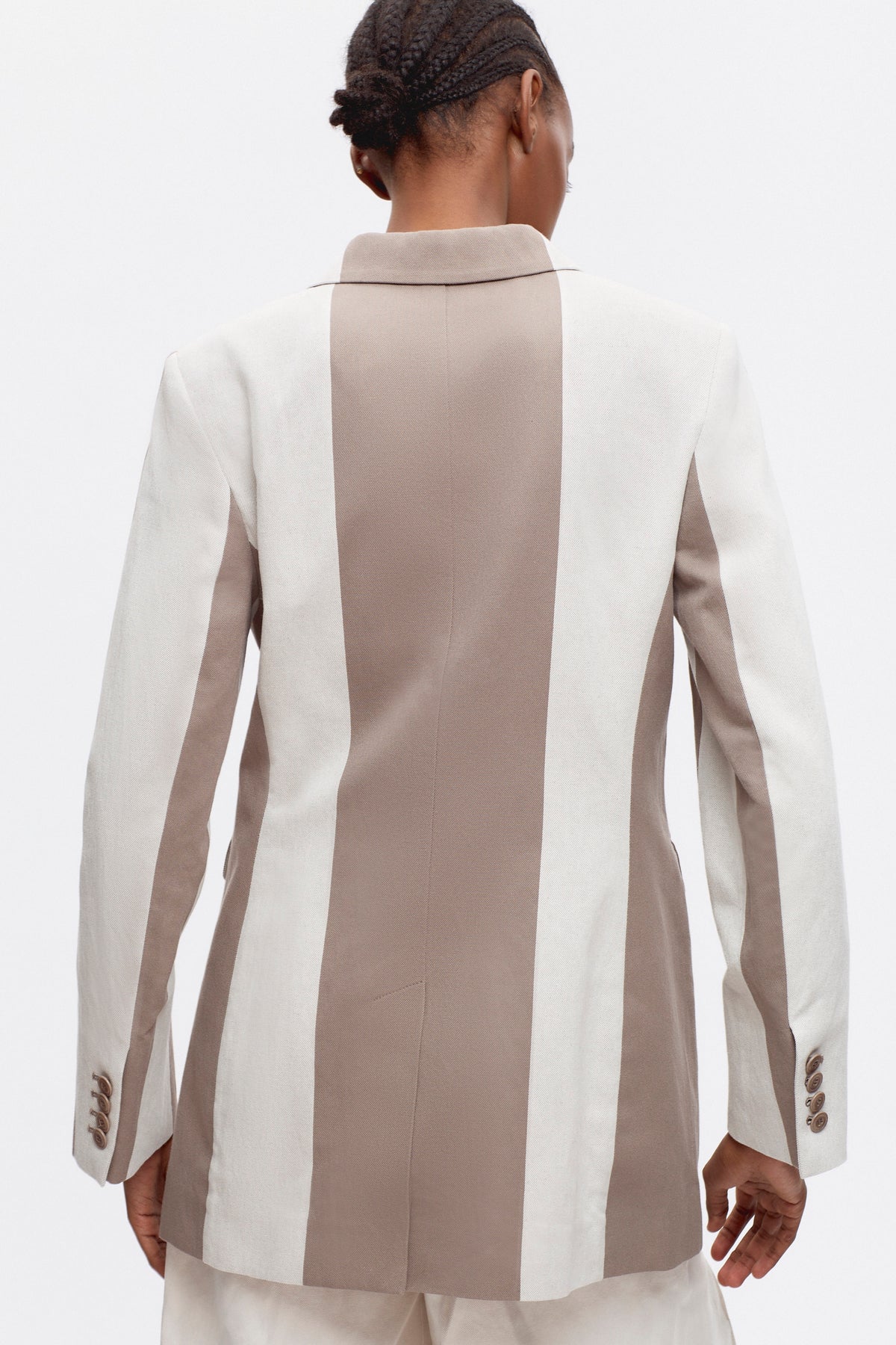 Women's Linen Station Blazer in Birch/Brindle Stripe