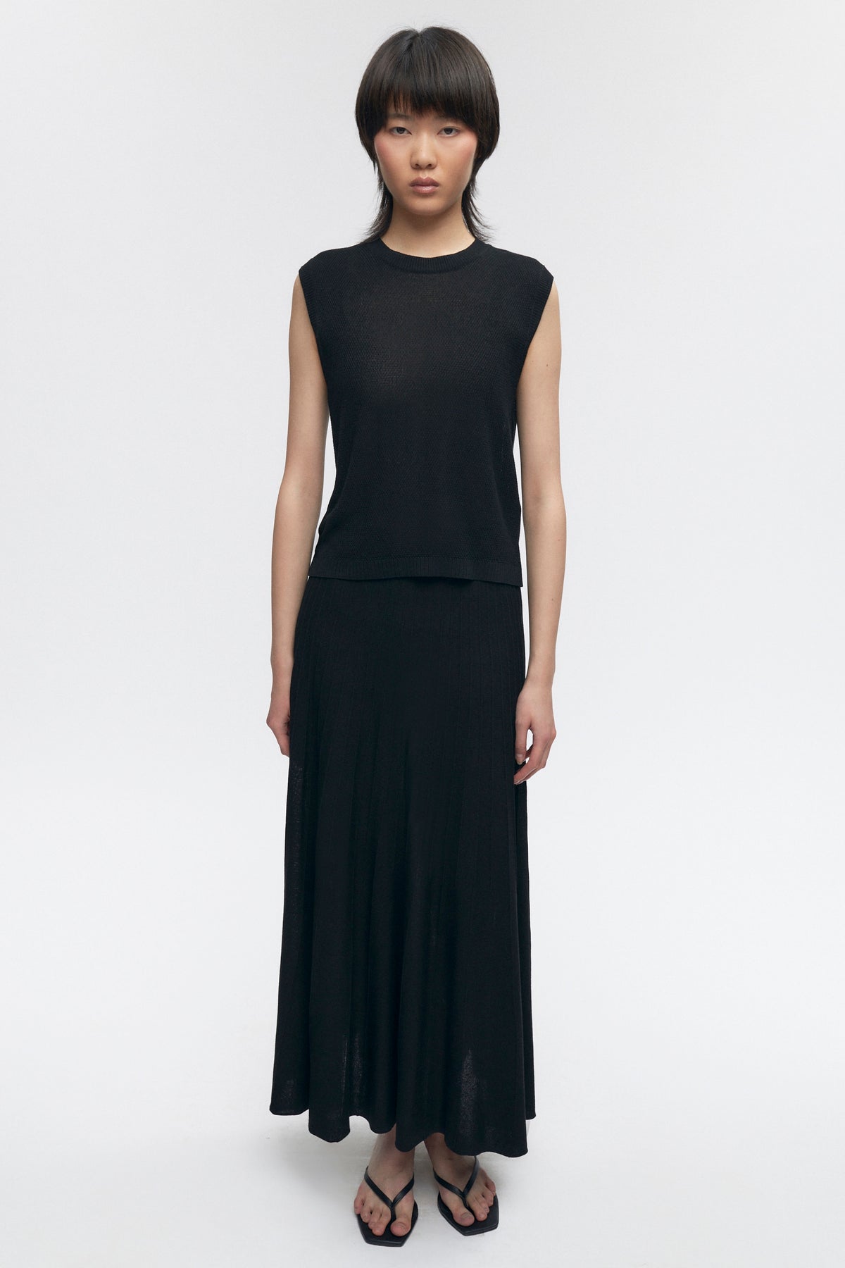 Women's Mesh Sleeveless Tee in Black