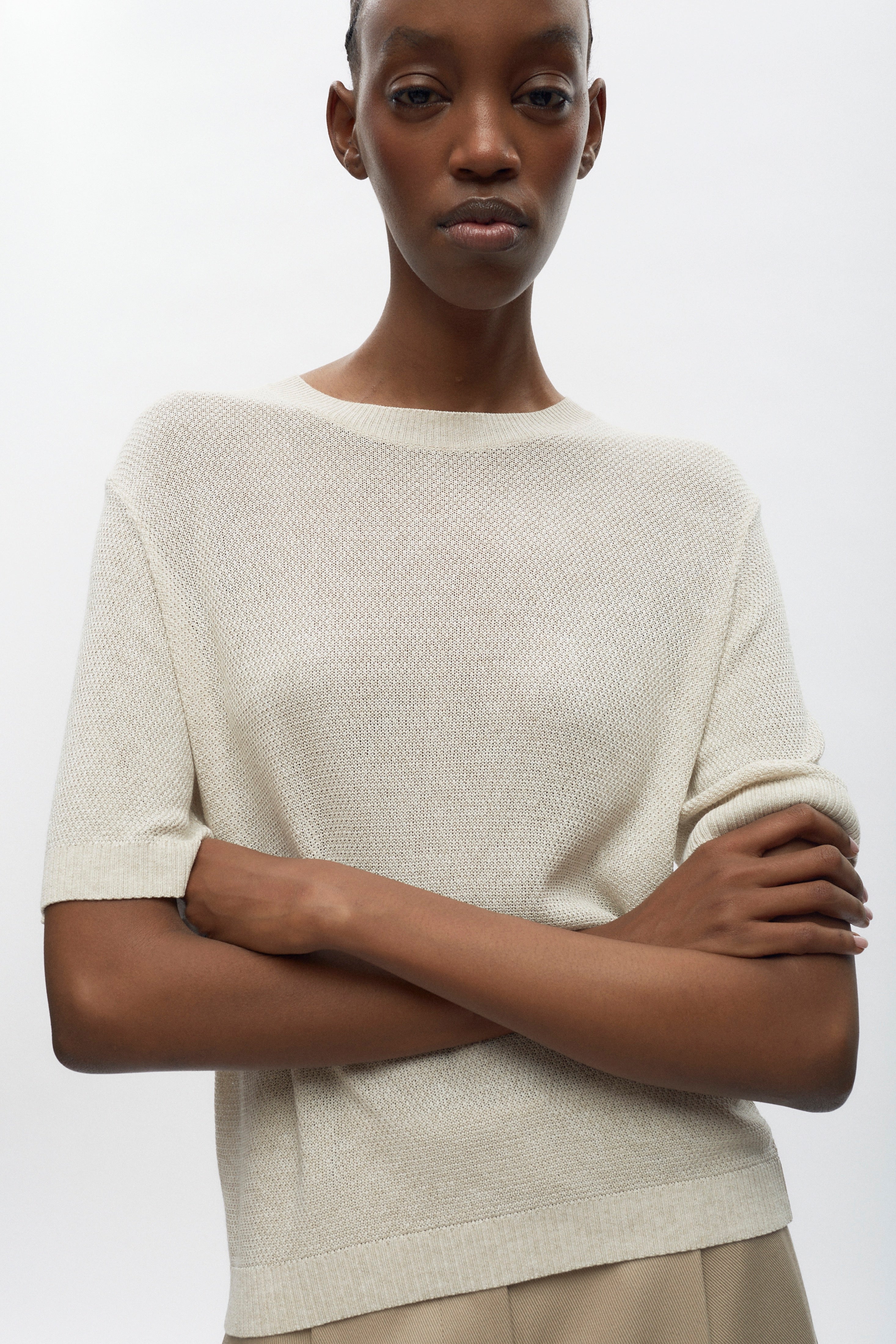 Women's Mesh Tee in Natural