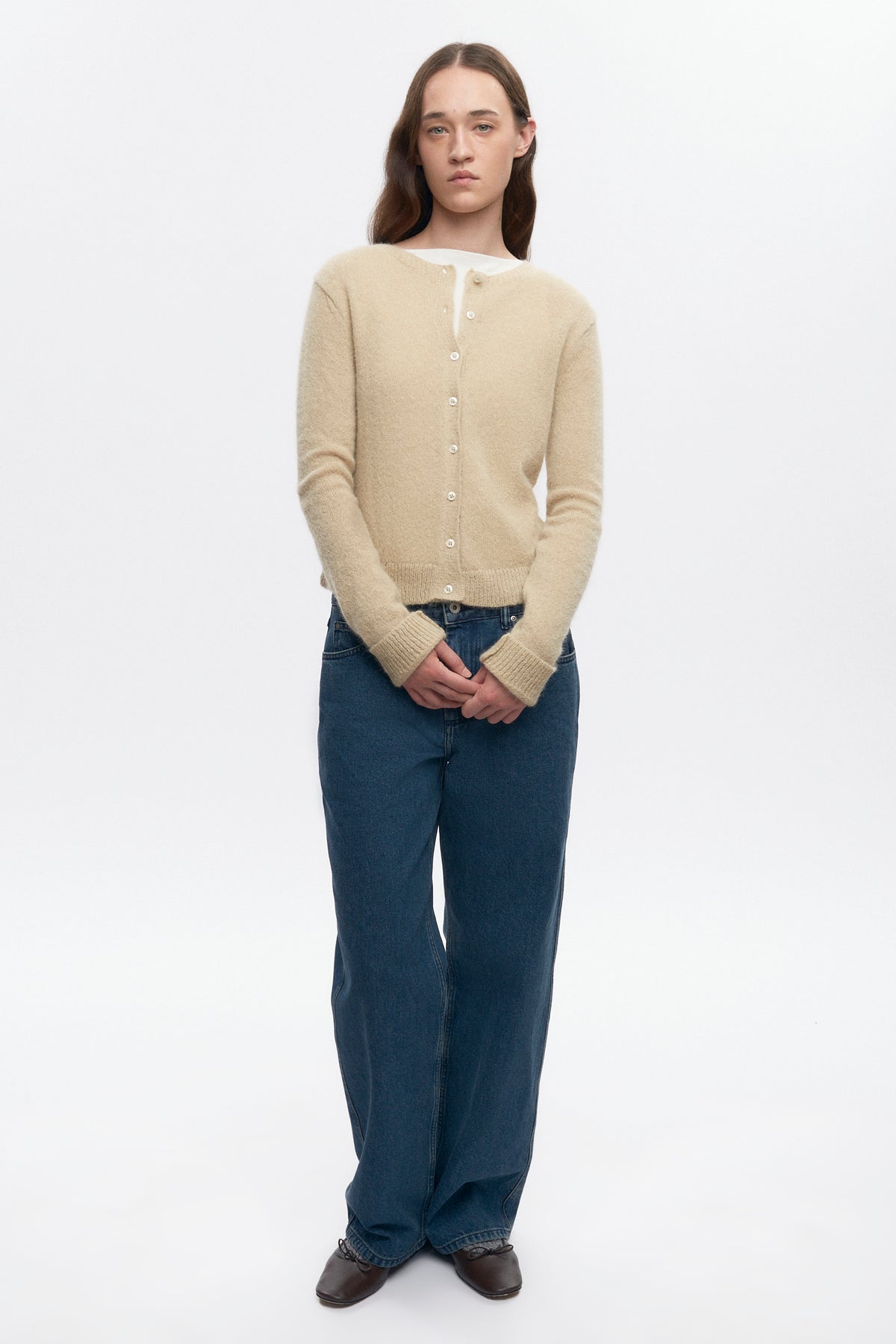 Women's Noor Fuzzy Cardigan in Sand