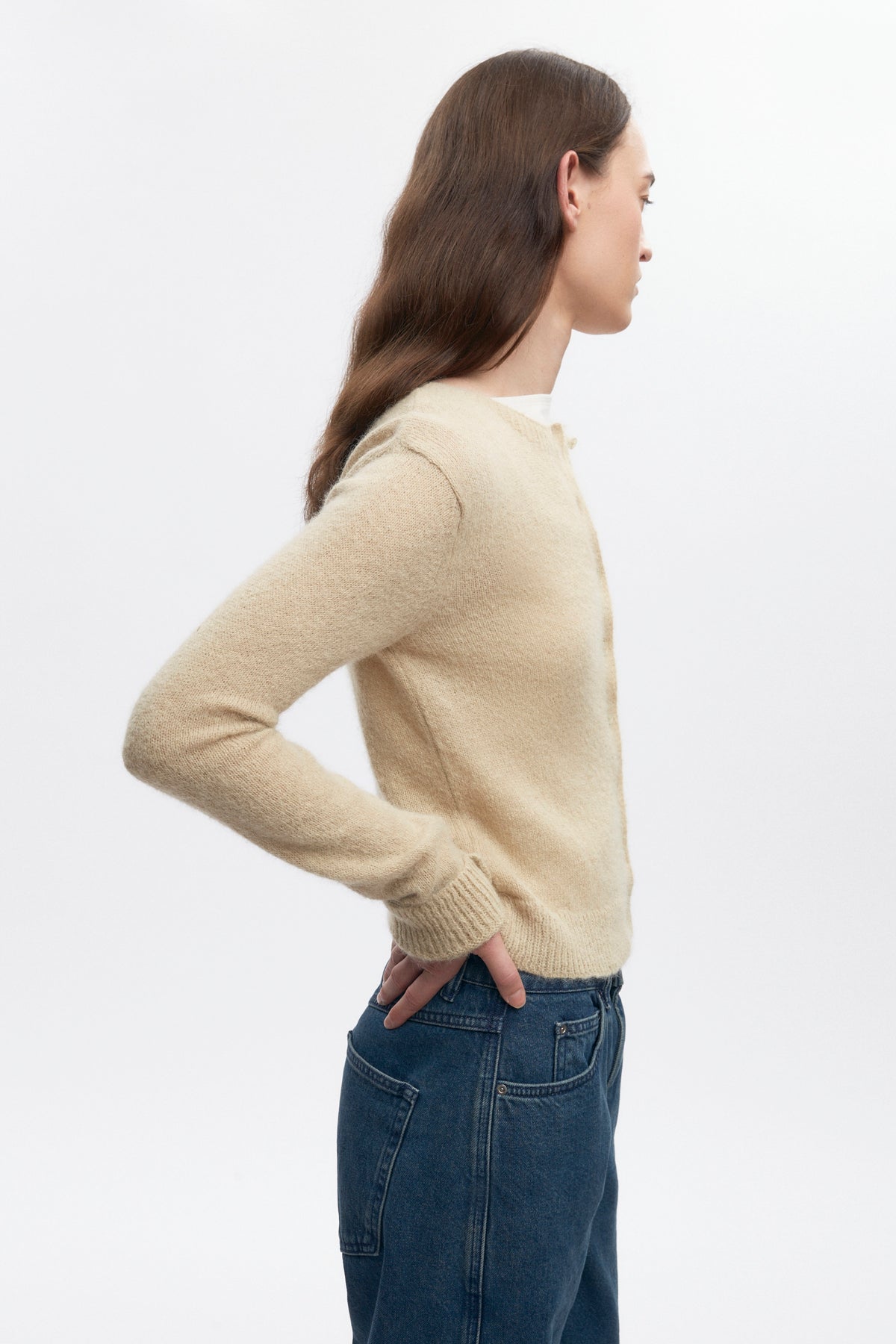 Women's Noor Fuzzy Cardigan in Sand