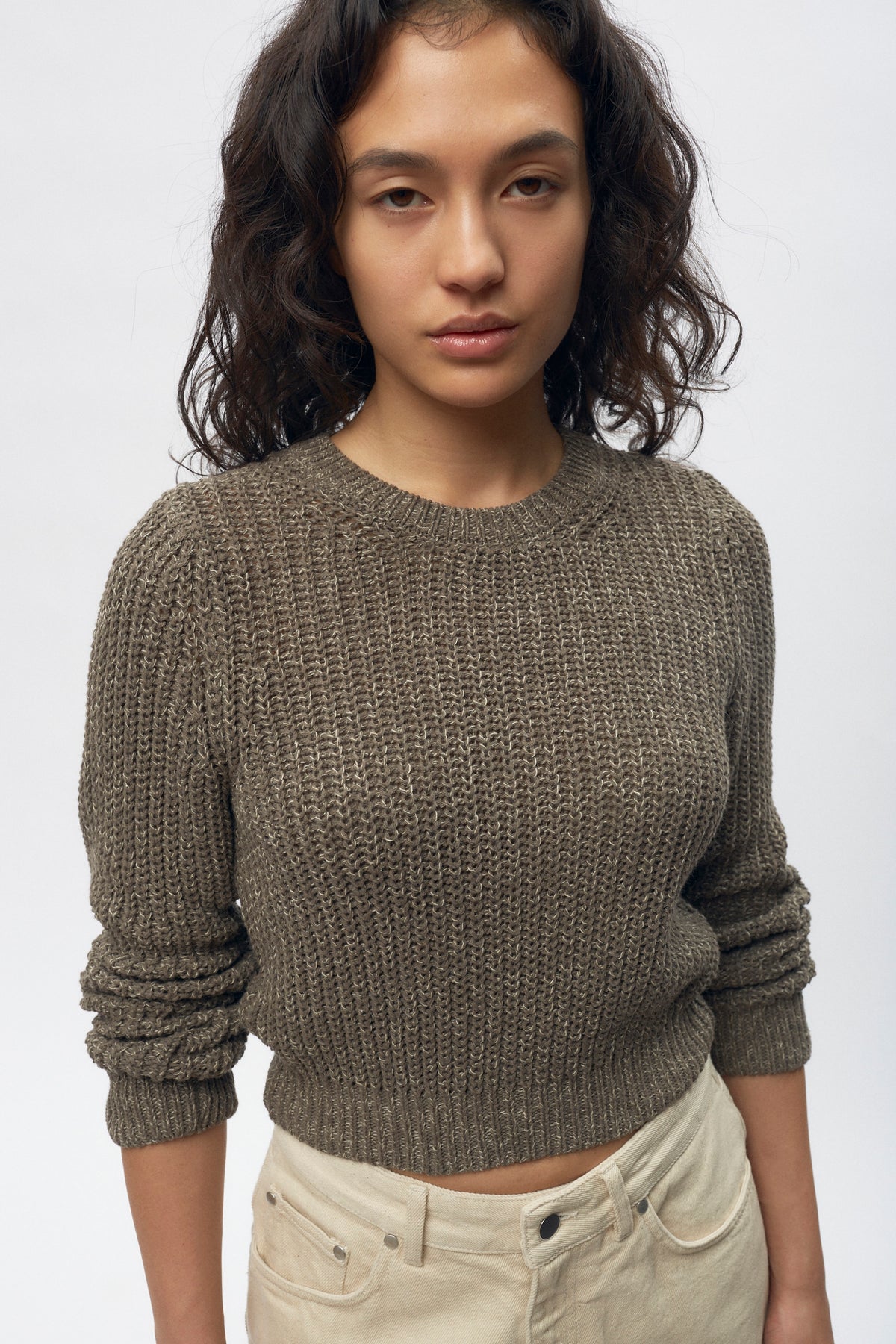 Haut en tricot à manches longues Orman pour femme en taupe foncé mélangé
