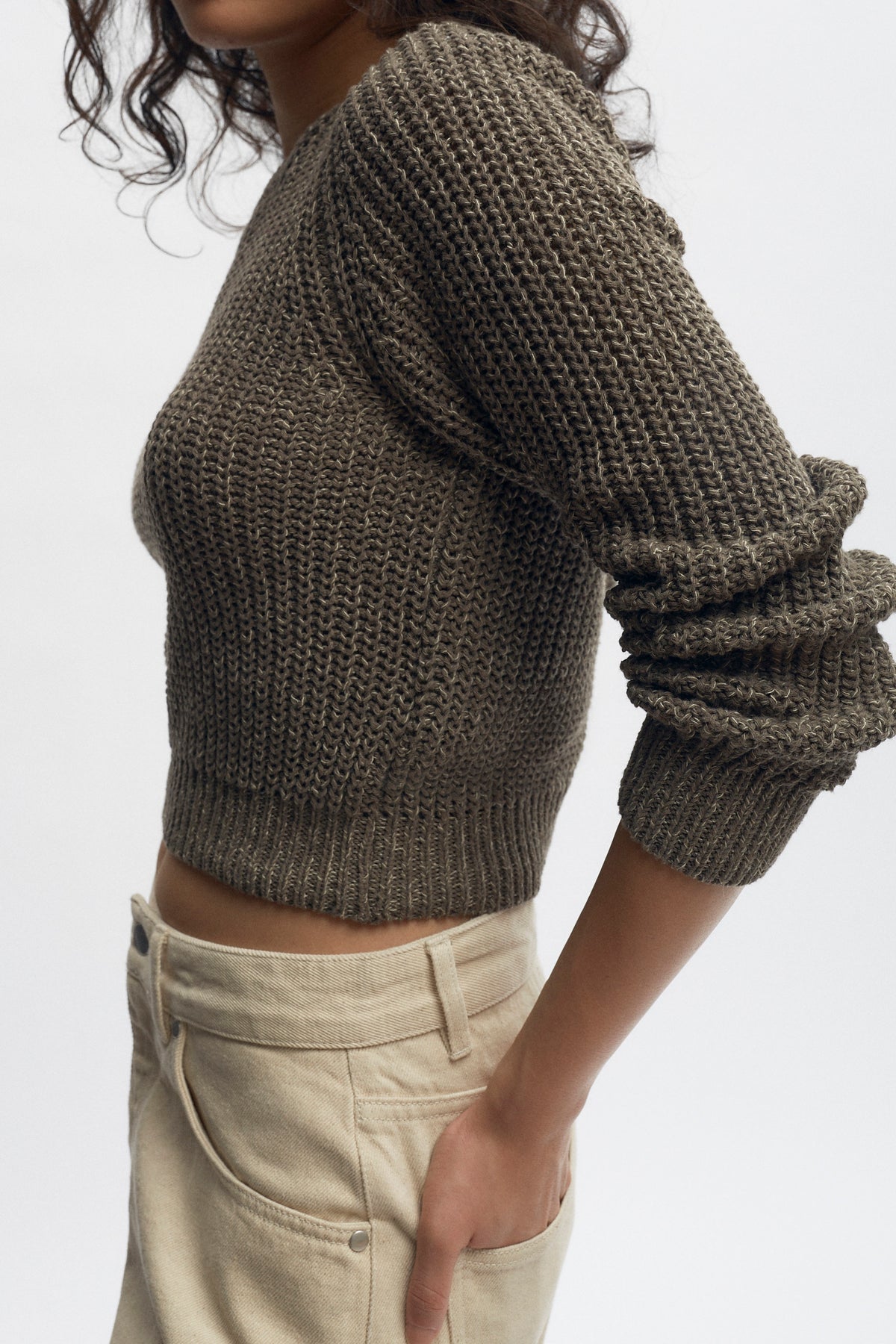 Haut en tricot à manches longues Orman pour femme en taupe foncé mélangé