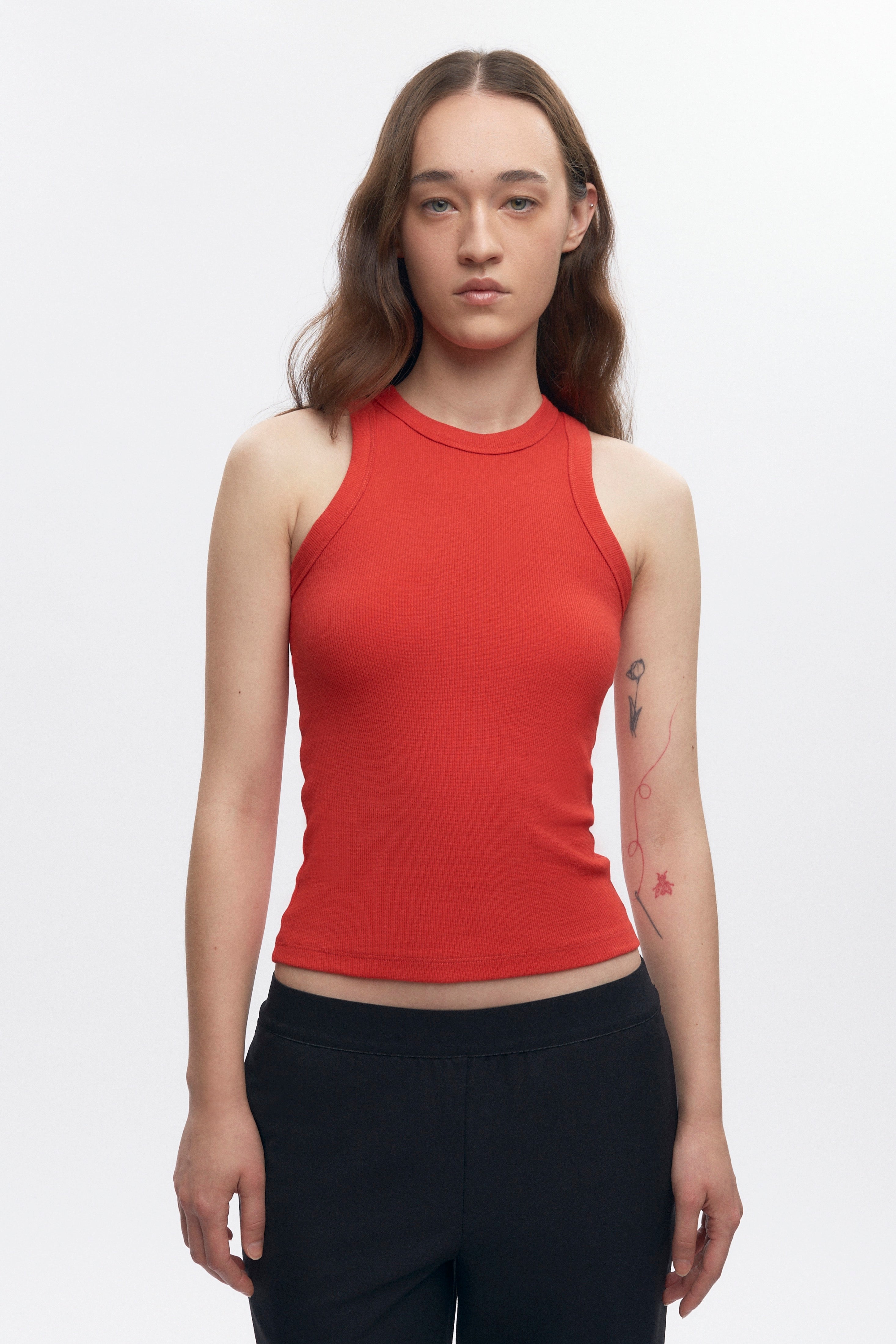 Women's Racer Tank in Fiery Red