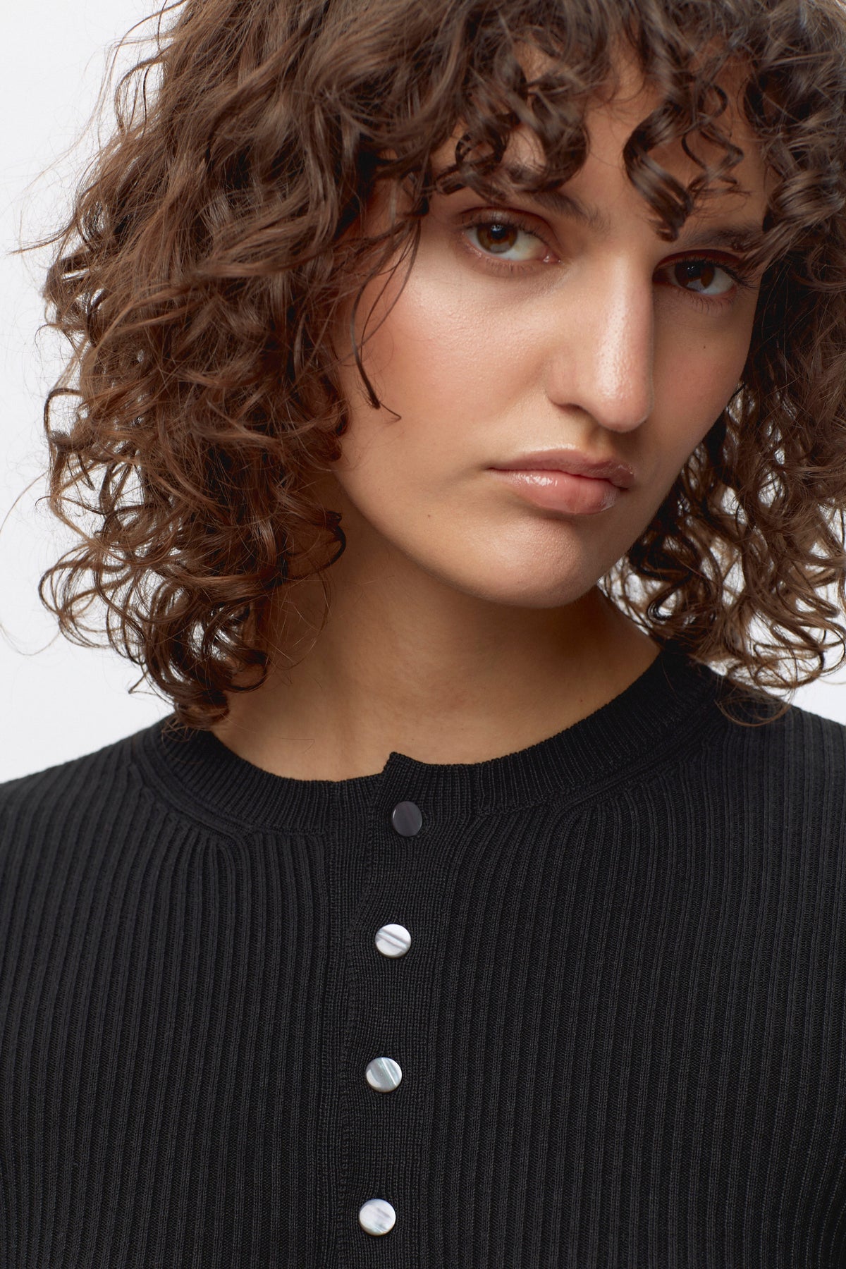 Women's Rib Henley in Black